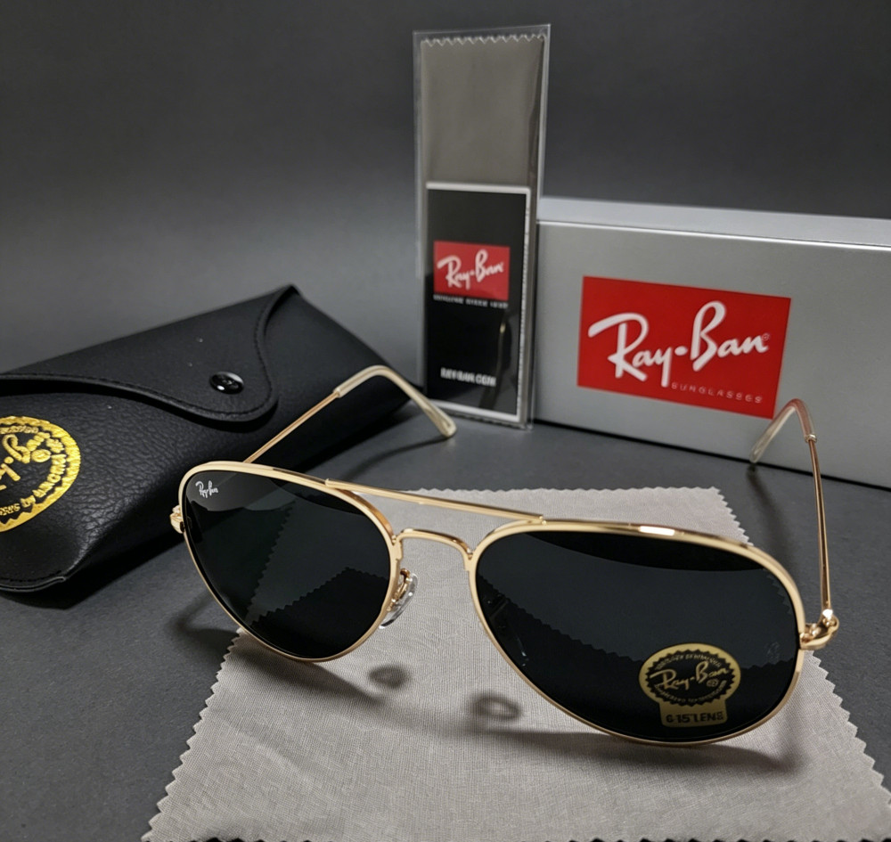 Ray-Ban RB3025 Aviator Pilot Sunglasses Gold Frame Glass Gray Lens 58-14 mm
