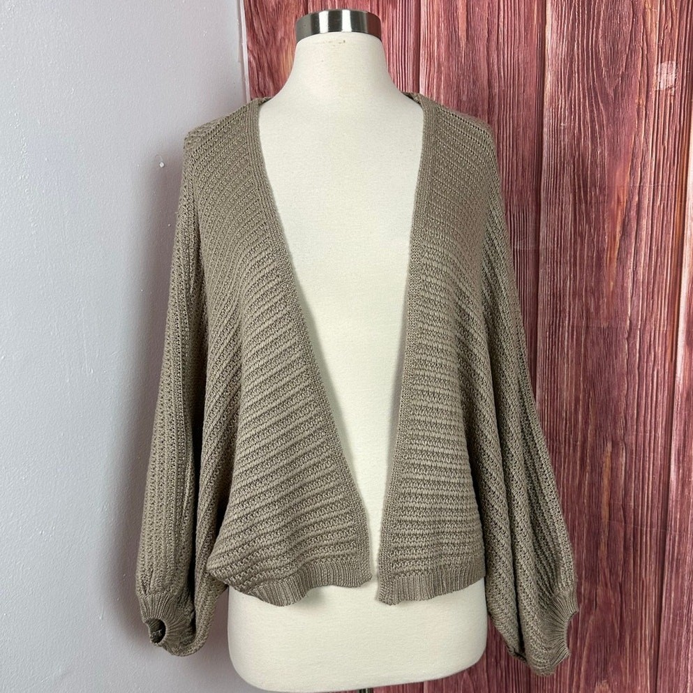 by Anthropologie Shrug Crop Cardigan Open Knit Tan Womens One Size