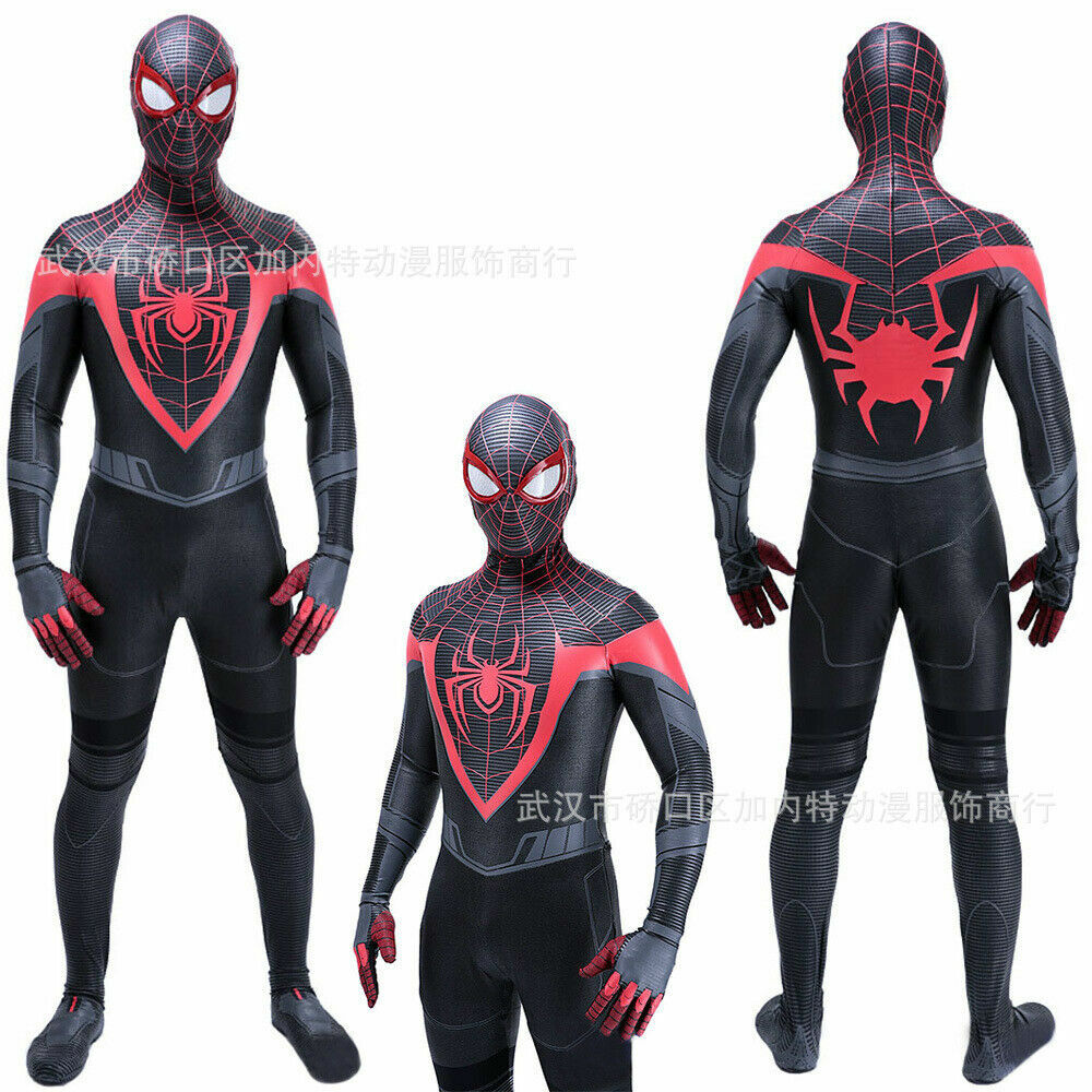 2021 Miles Morales Spiderman Jumpsuit Spider-Man Cosplay Costume Halloween Props