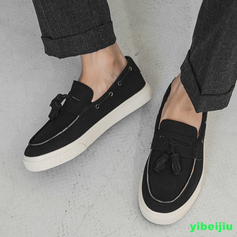 Men’s Causal Loafers Skateboarding Dress Shoes Round Toe Flat Heels Pull On Man