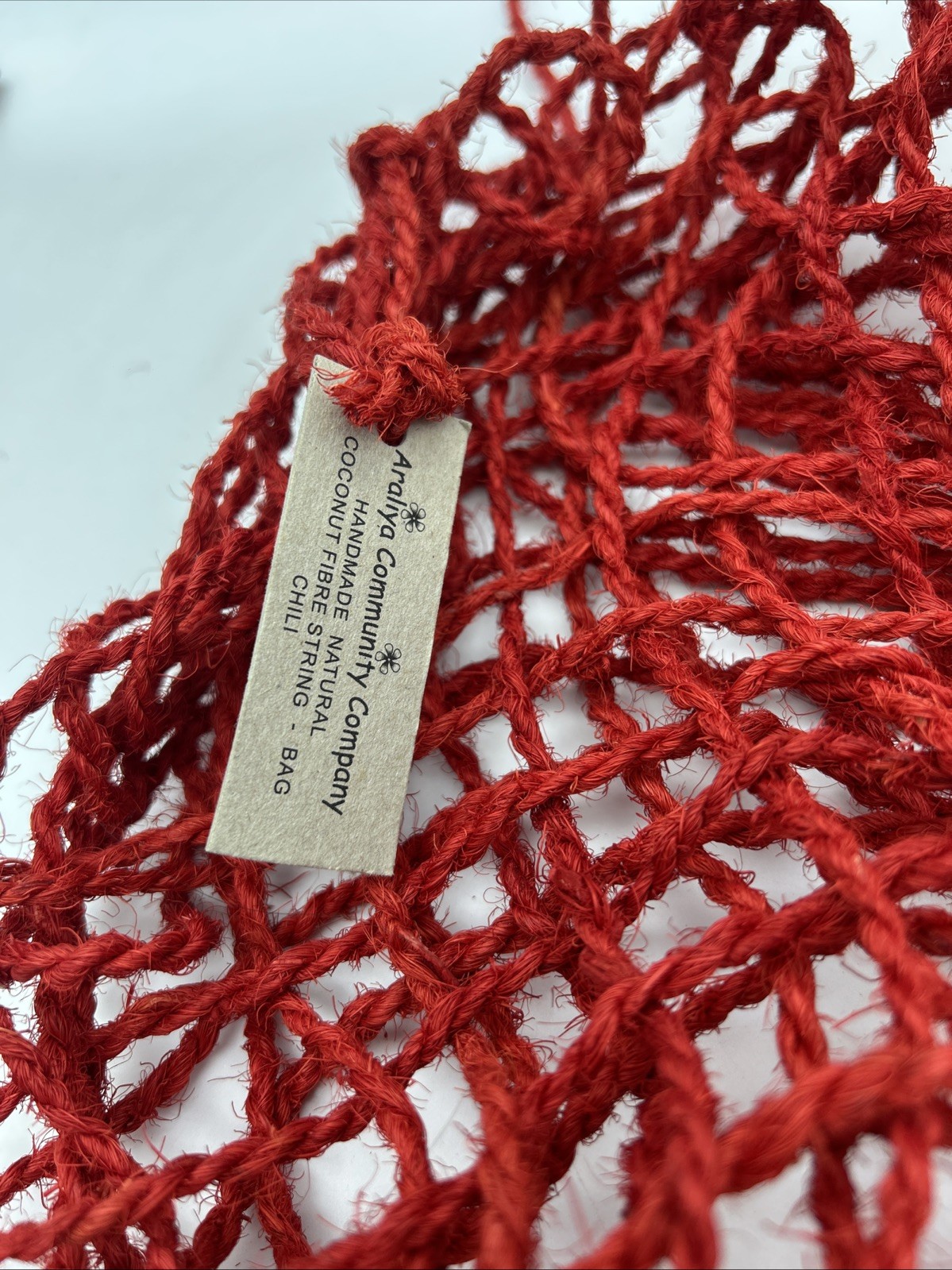 HandMade String Bag Sri Lanka Coconut Fibre Red Hand Woven Betel Koththu