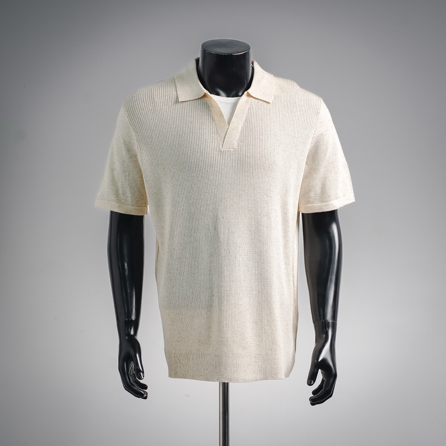 Brunello Cucinelli Men’s Ribbed-Knit Short-Sleeve Polo Shirt — Size M