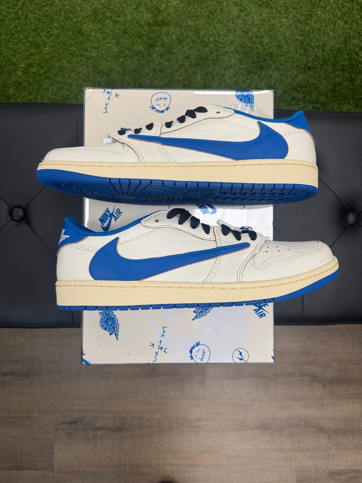 Jordan 1 Retro Low OG SP Fragment x Travis Scott Sail Military Blue – Size 13