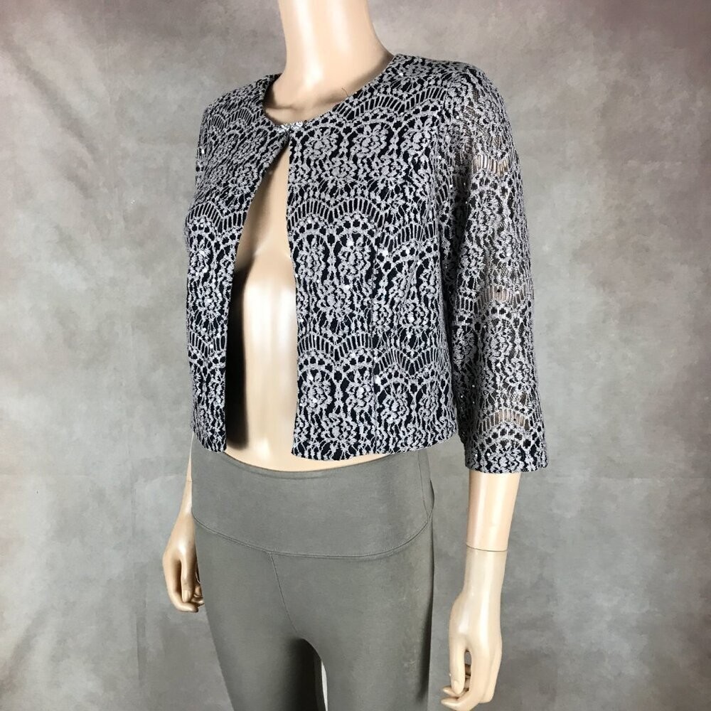 Jessica Howard Taupe Lace Dressy Bolero Cardigan, 12P