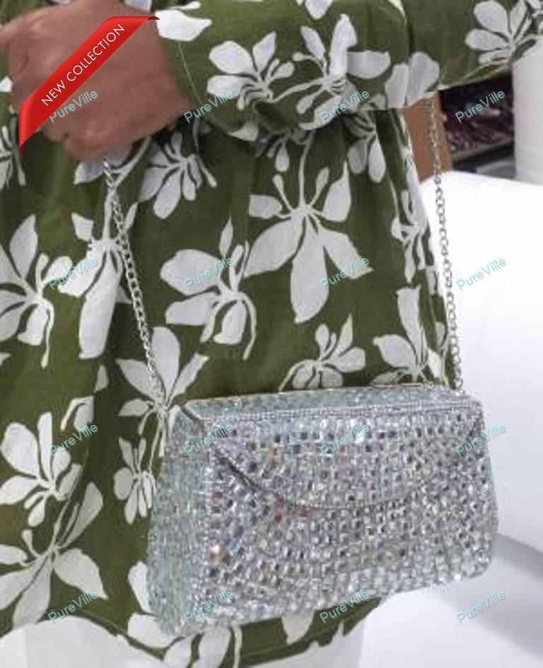 Women’s Meenakari Stone Metal Clutch Antique Hand Bag Sling Bag Medium Size
