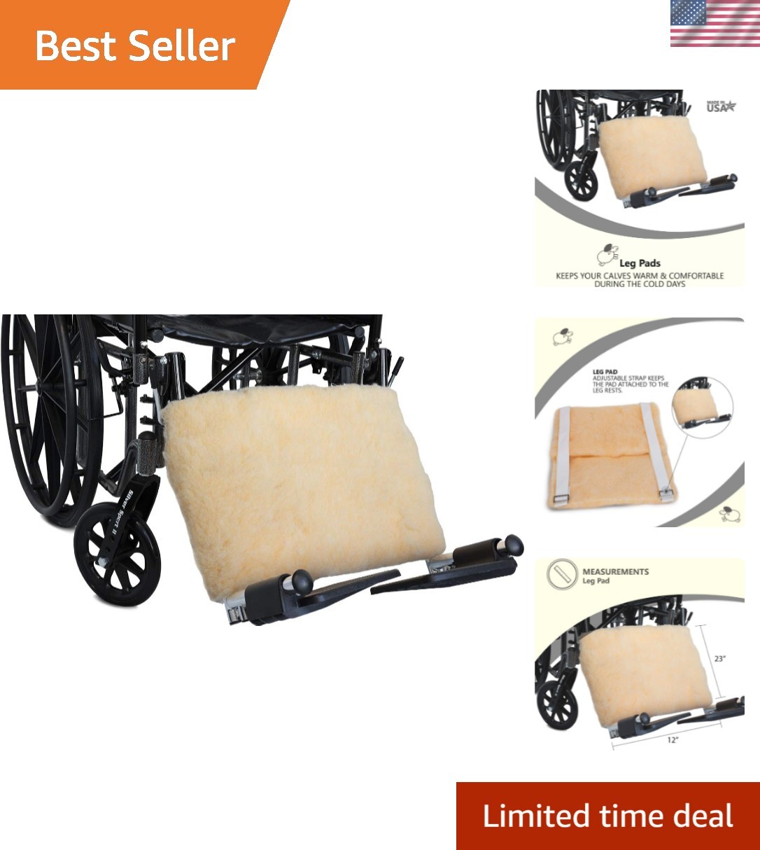 Faux Synthetic Sheepskin Wheelchair Leg Pad Foot Protectant