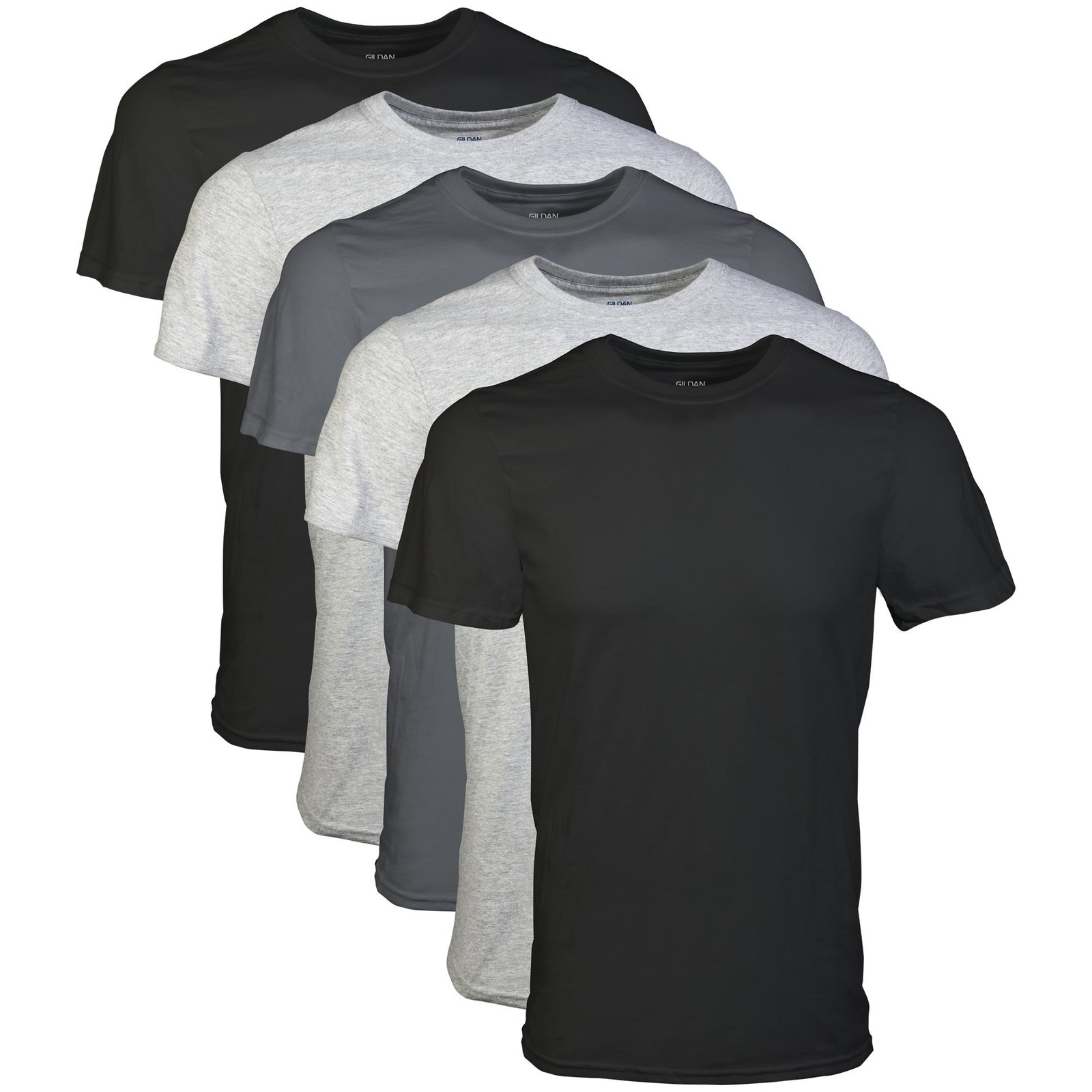 Gildan Men’s Crew T-shirts, Multipack, Style G1100, Black/sport Grey/c
