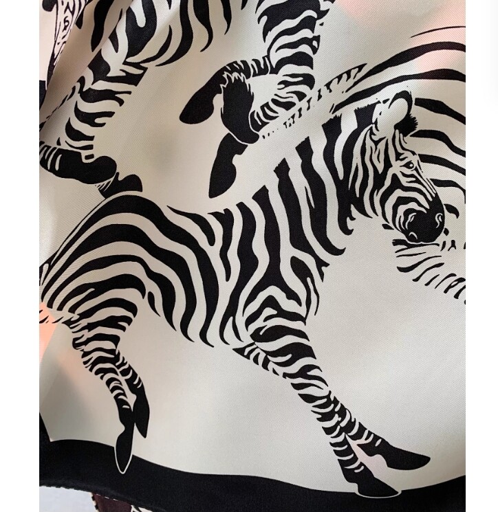 New Spring Boutique High Quality 100% Mulberry Twill Silk Zebra Print Scarf 25‘’