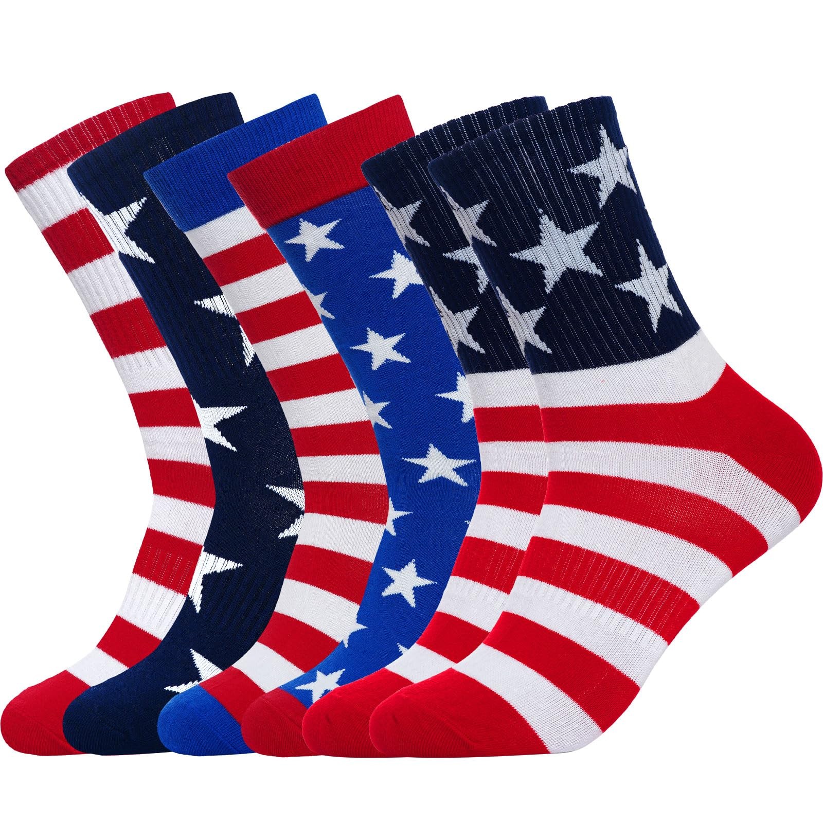 3 Pairs American Flag Socks Men Women USA Patriotic Stars Stripes Gift Set