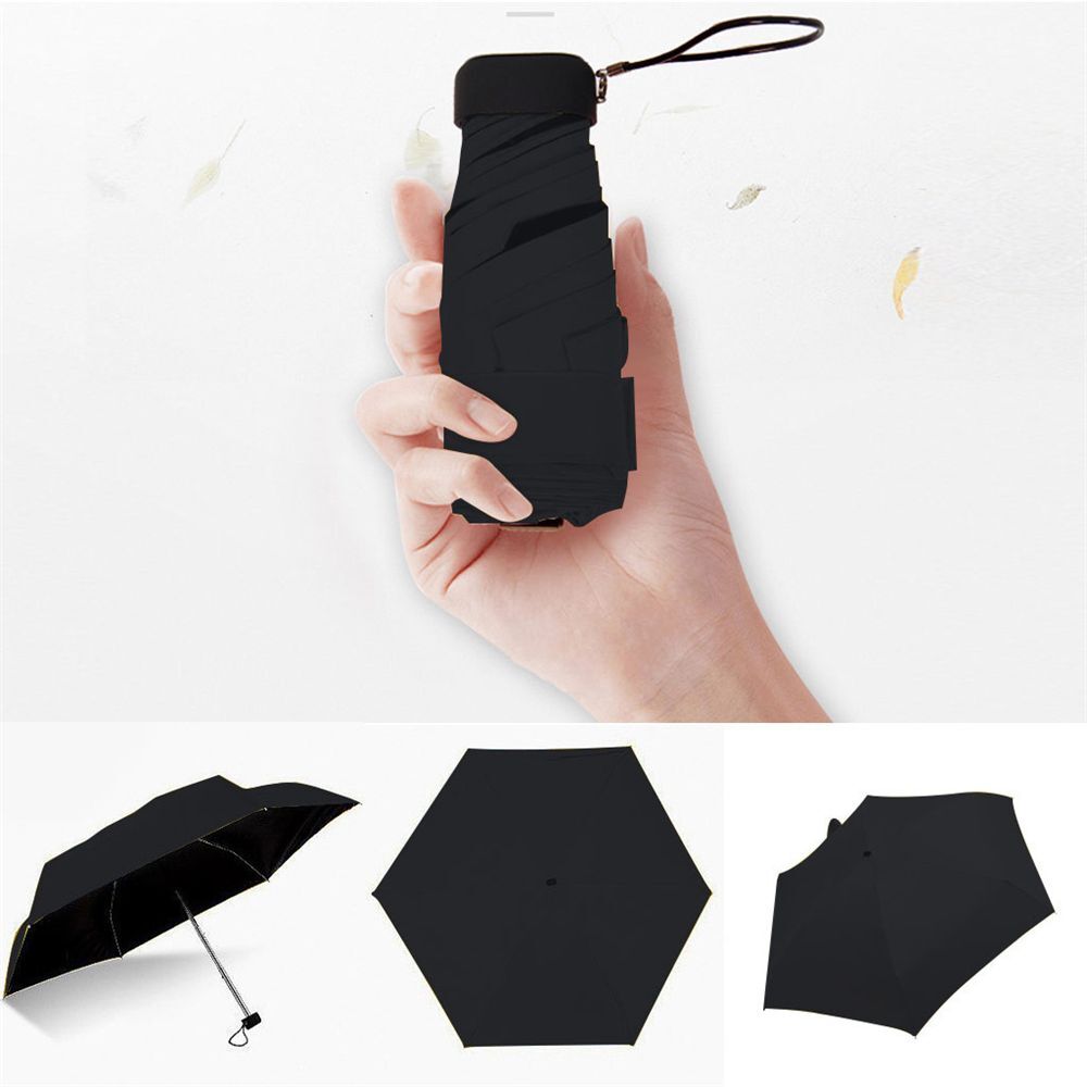 Portable Rain Umbrella Pocket Compact Mini Umbrella 6 Fold Sun Umbrella US