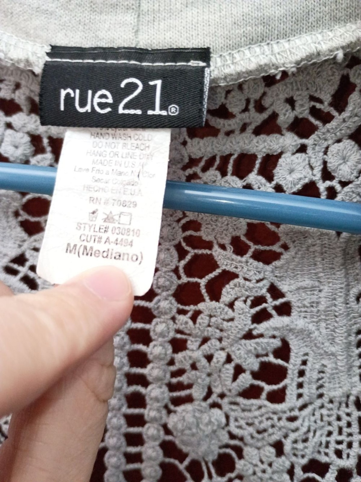 Rue21 Light Gray Crochet-Back Cropped Shrug
