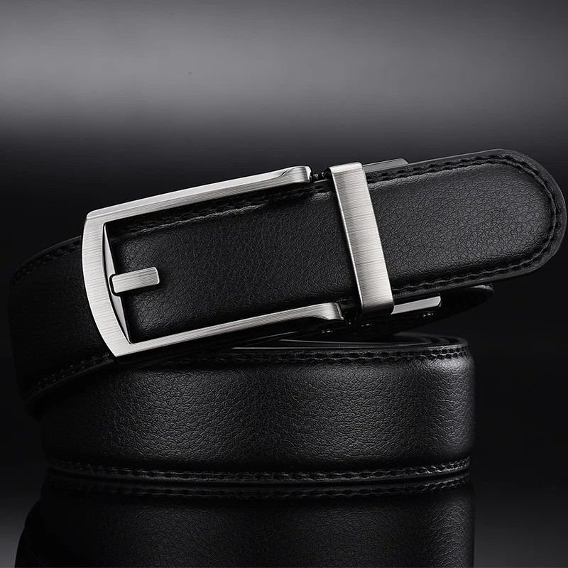 28″-50″ Men’s Leather Ratchet Dress Belts Automatic Buckle Click Sliding Belt US