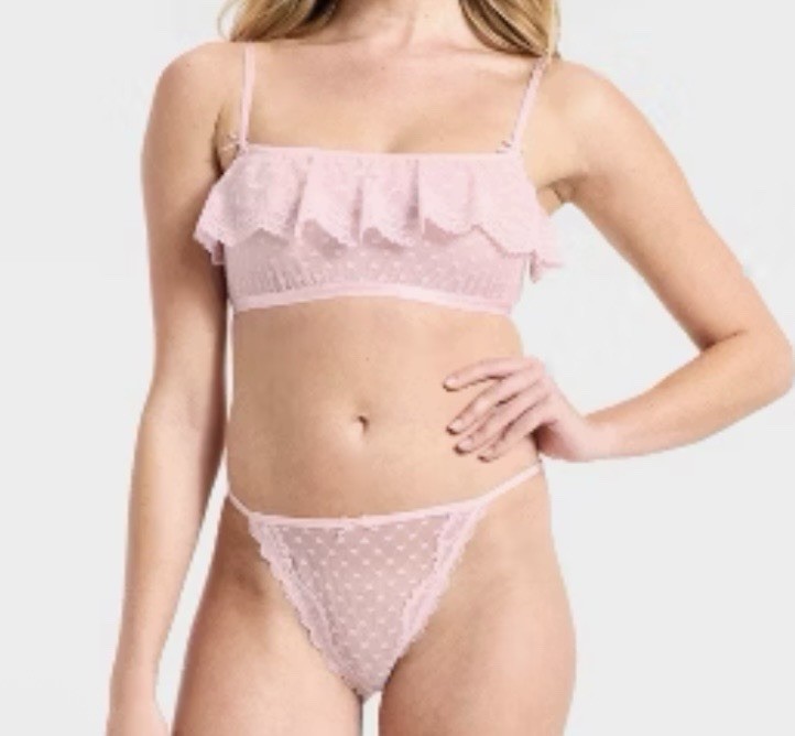 Wild Fable Lace Heart Bralette & Panty Lingerie Set – XXS – XXL Brown & Pink NWT