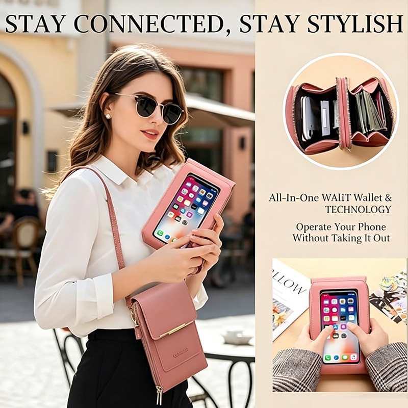 Crossbody Touch Screen Cell Phone Purse Women Leather Wallet Pouch Shoulder Bag