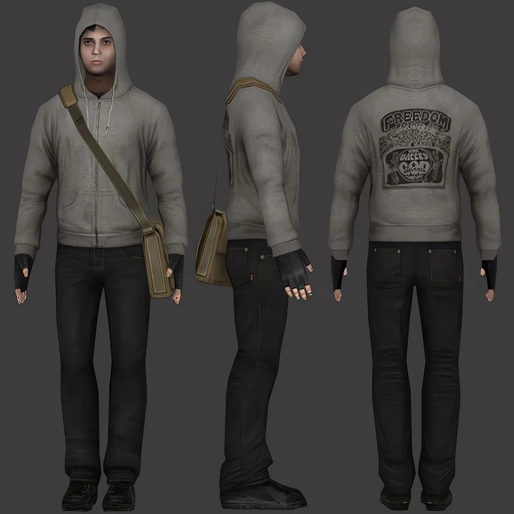 Grey Zipped Hooded Cosplay Sweatshirt Unisex Casual Hoodie Jacket
