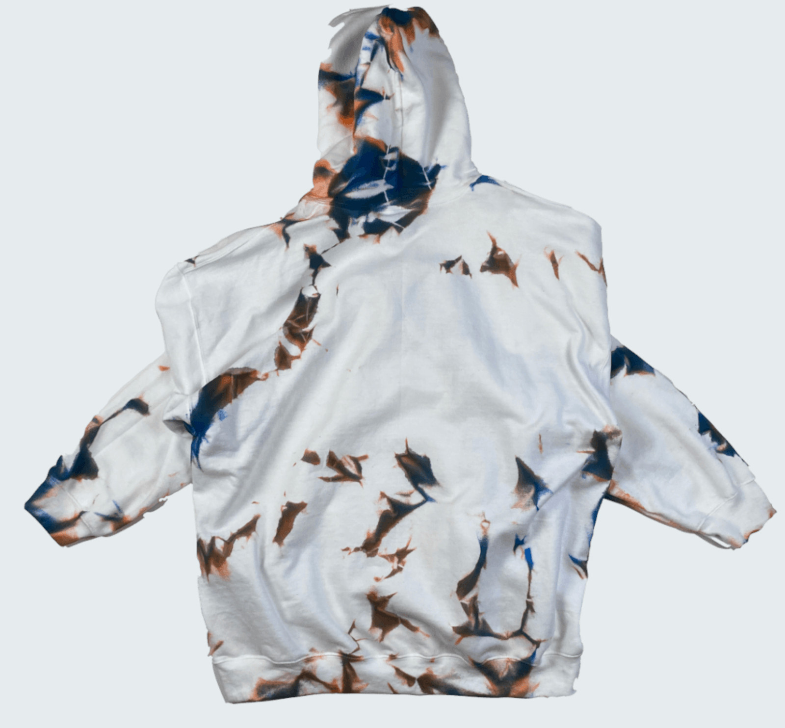 Hand-Dyed Pullover Hoodie – Blue & Brown Size: XL