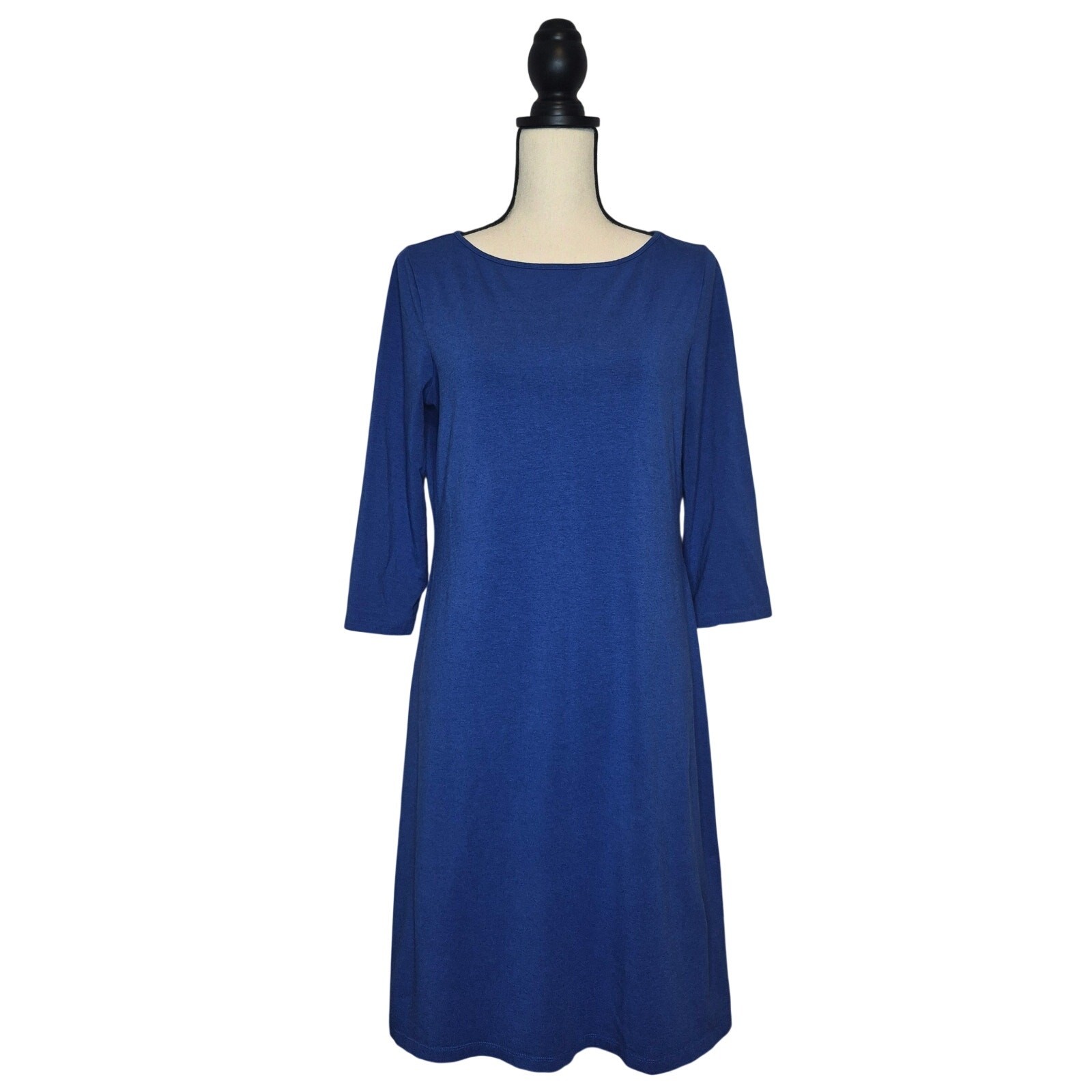 Garnet Hill Royal Blue 3/4 Sleeve Knit Shift Dress Women’s Size S