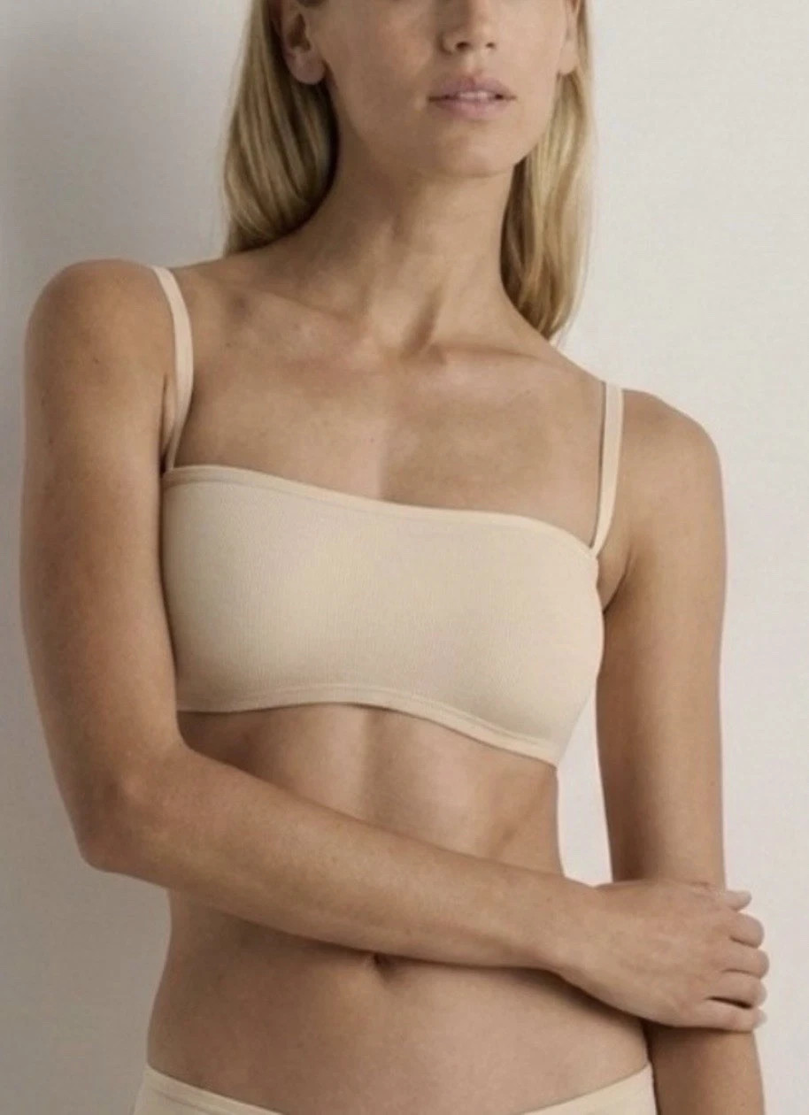 Quince Second Skin Wireless Strapless Bandeau Bra w/Removable Straps Black Large