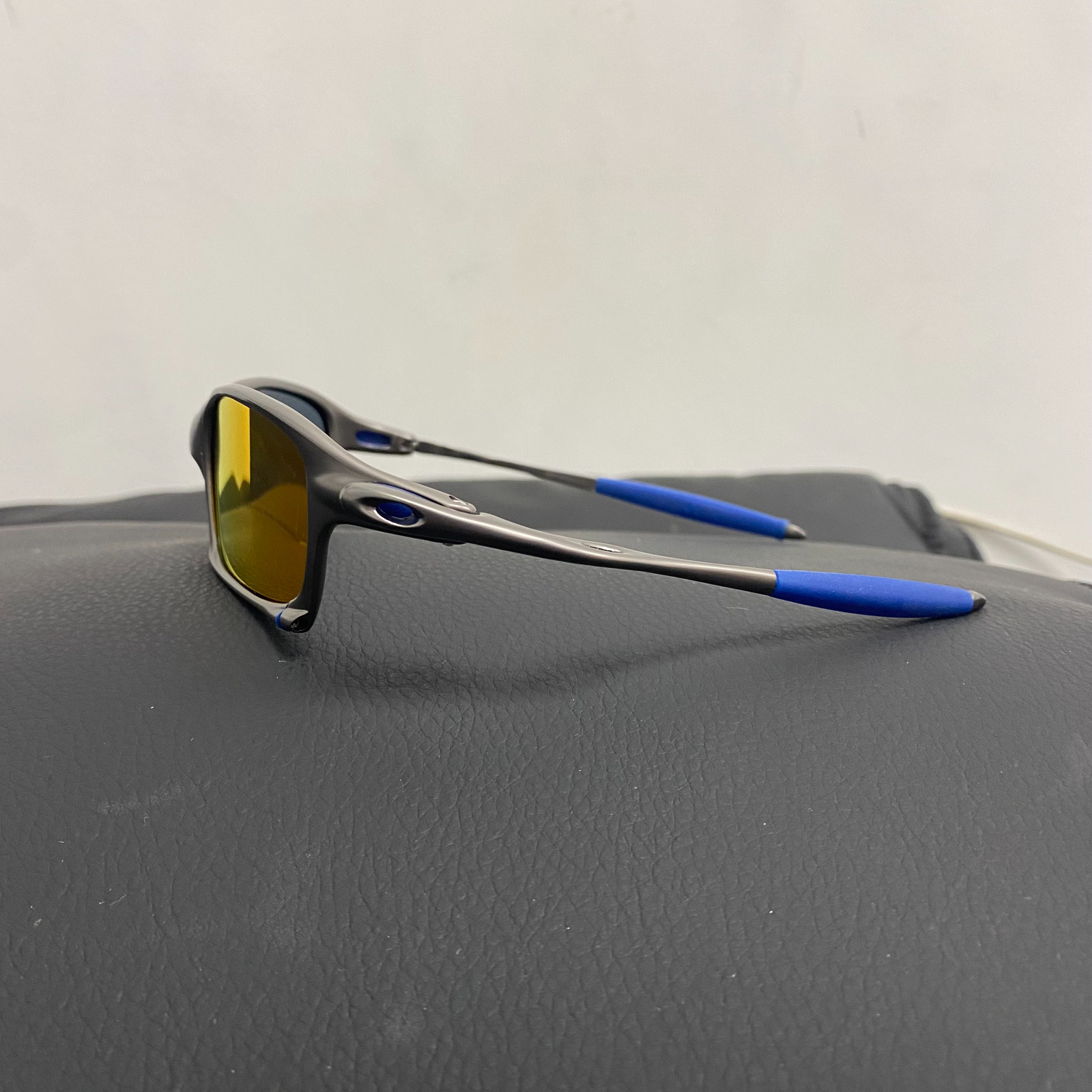 Oakley Square X Metal Sunglasses Polished Ruby Lens Gray Frames Vintage