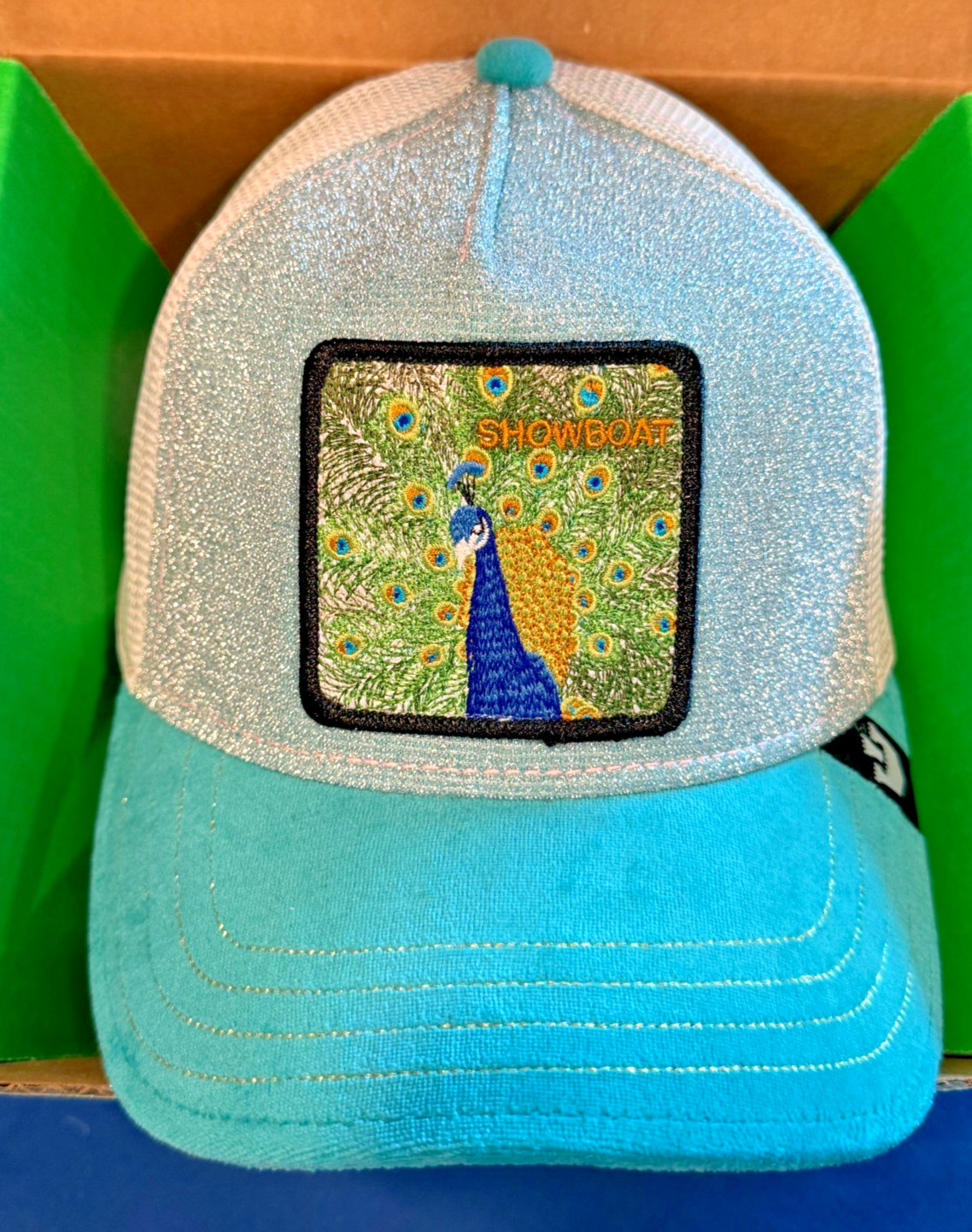 Goorin Bros The Farm “Showboat” Peacock Trucker Hat At the Copa Floor Show Cap