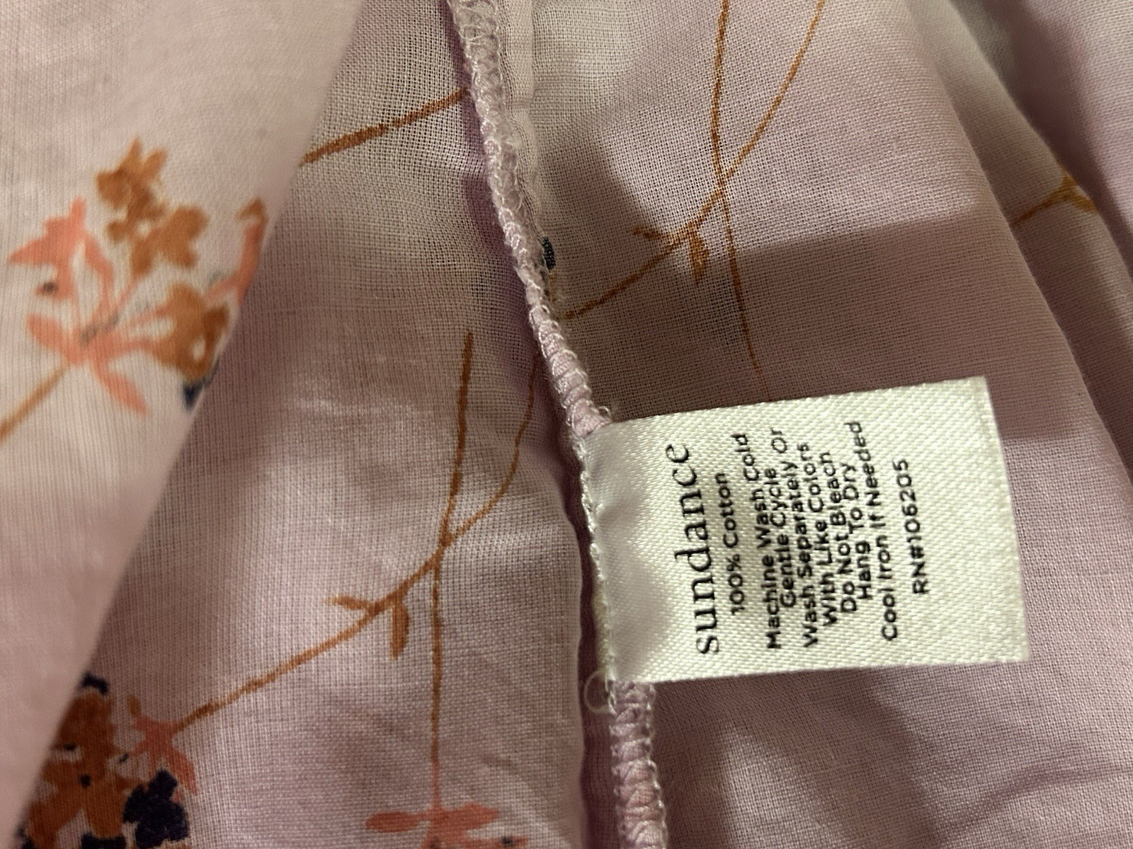 Sundance Women’s Pink Floral Button Front Collared Blouse L Cotton