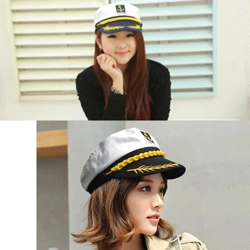 Adult Navy Captain Hat Yacht Sailor Skipper Ship Costume Hat Adjustable – Unisex