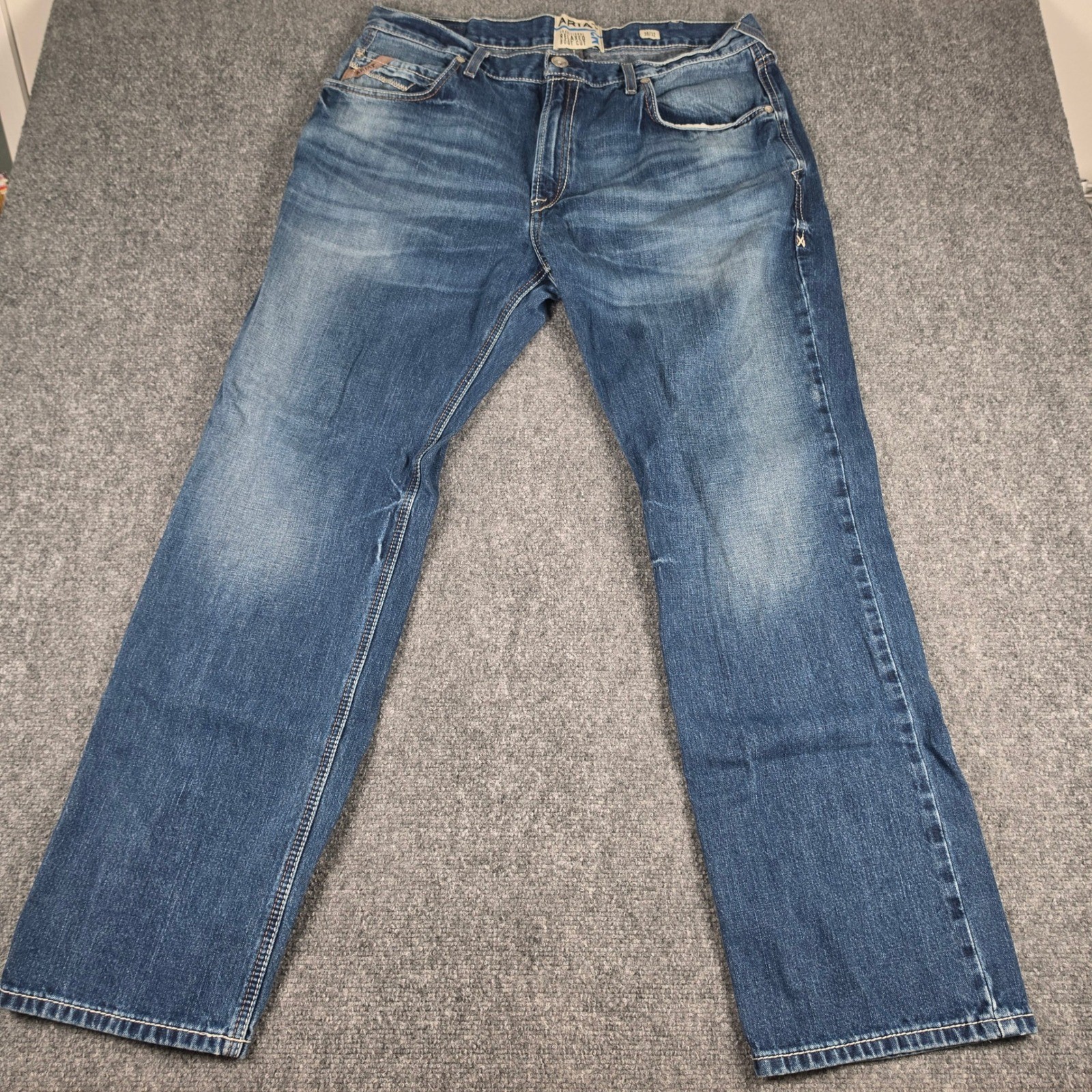 Ariat M2 Cole Jeans Mens 38×32 Blue Relaxed Boot Cut Bayshore Denim 10021850