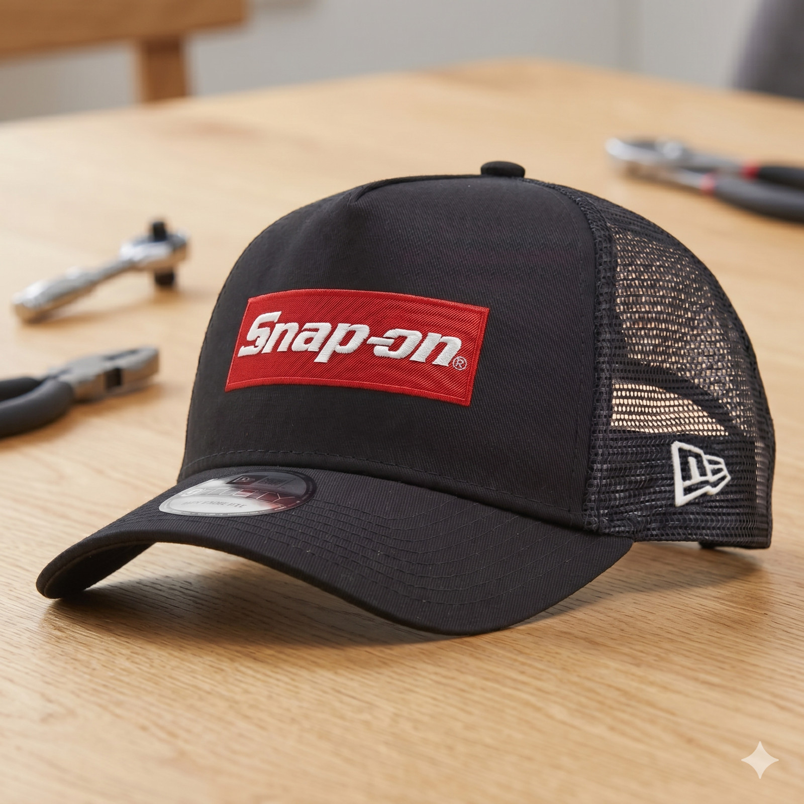 Snap-on Logo Embroidered Trucker Hat – Black Mesh Back Mechanics Tool Owner Cap