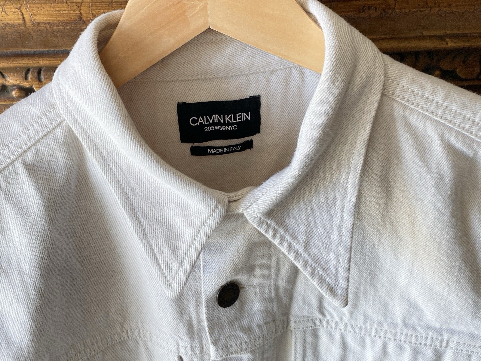 CALVIN KLEIN 205W39NYC by RAF SIMONS white DENIM BLOUSON TRUCKER JACKET 40