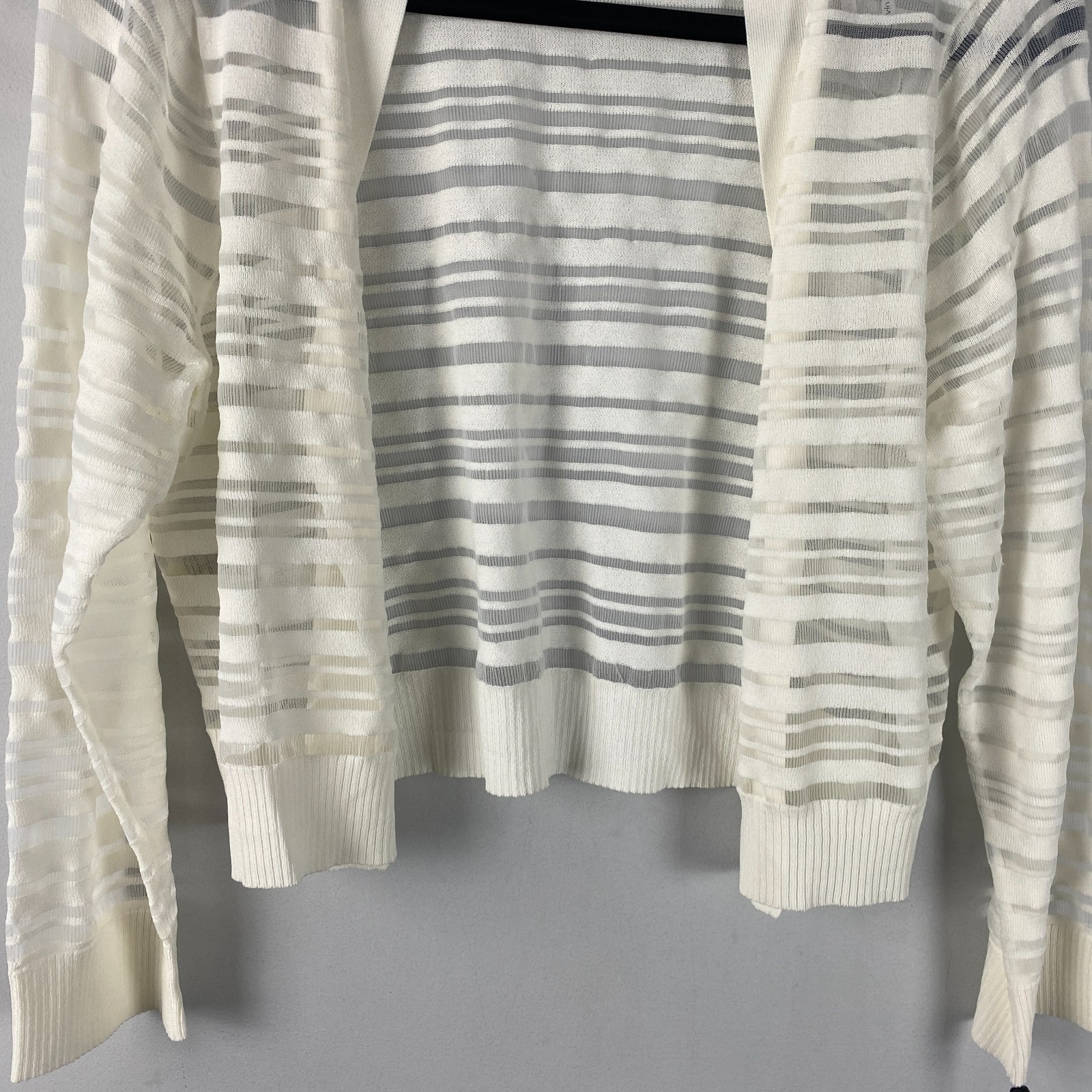 Calvin Klein Shrug Sweater Open Cardigan Size Large Ivory Semi Sheer