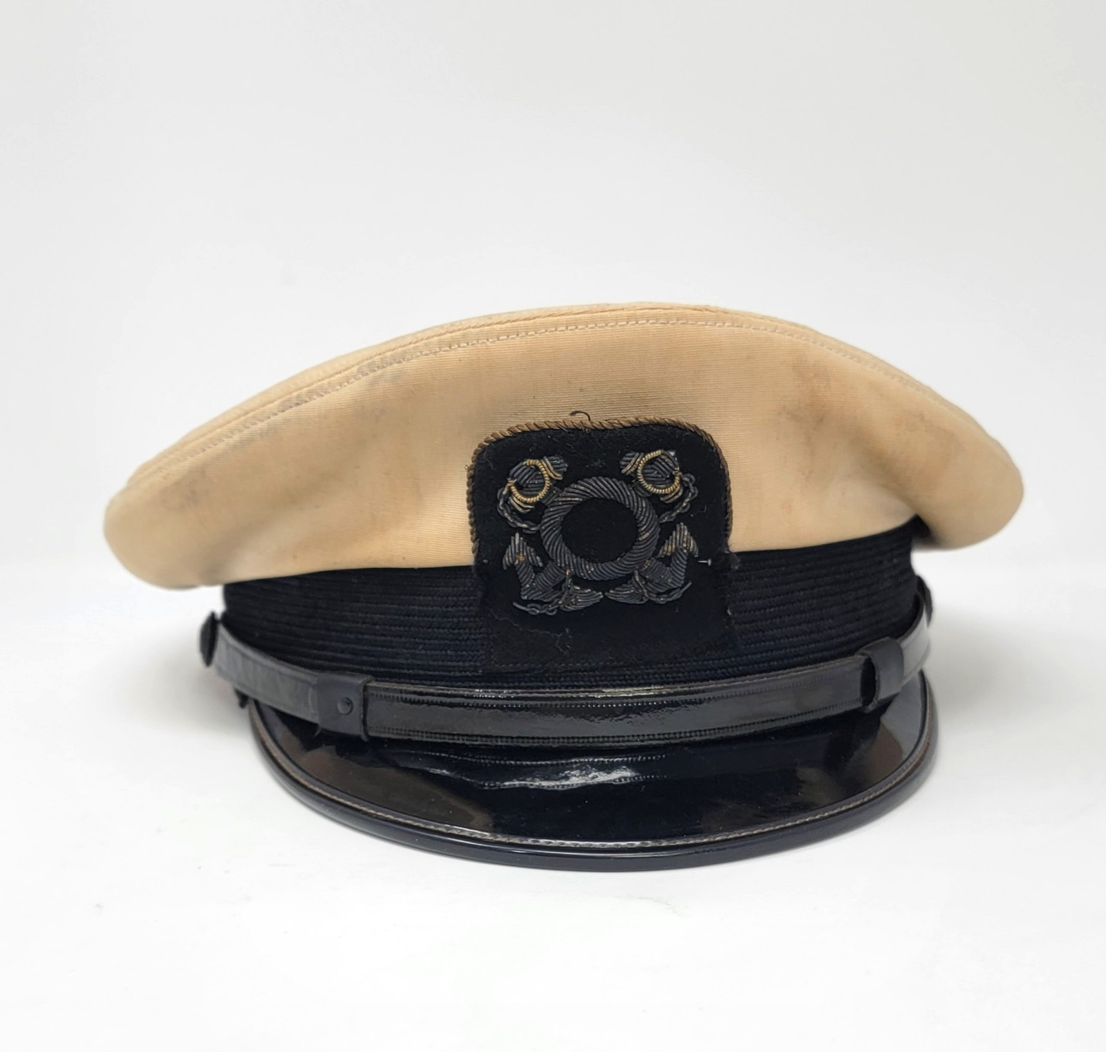 Abercrombie Fitch Naval Captains Hat Cap Visor Crossed Anchor Patch VTG Antique