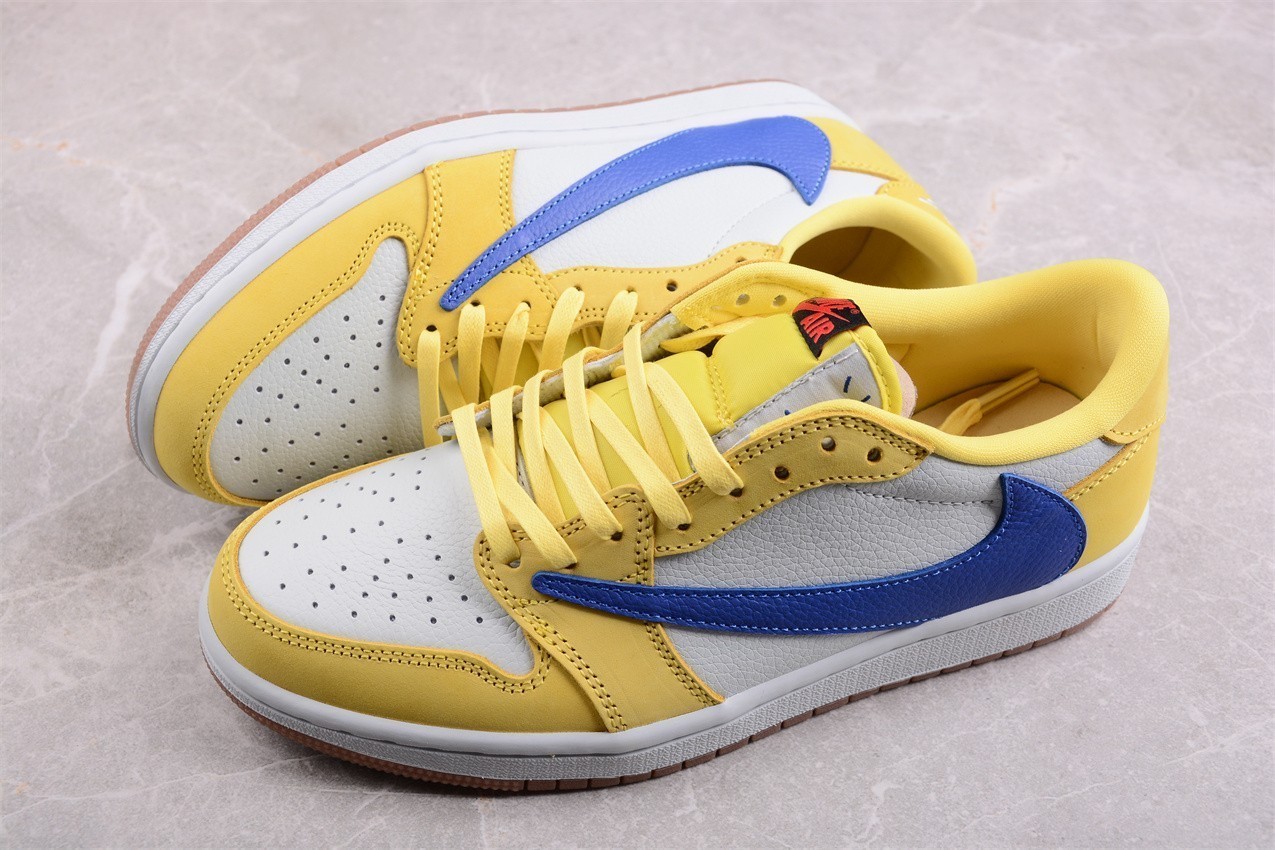 US Size 7-12 Men’s Travis Scott x Jordan 1 Low OG “Canary Yellow” Sneakers