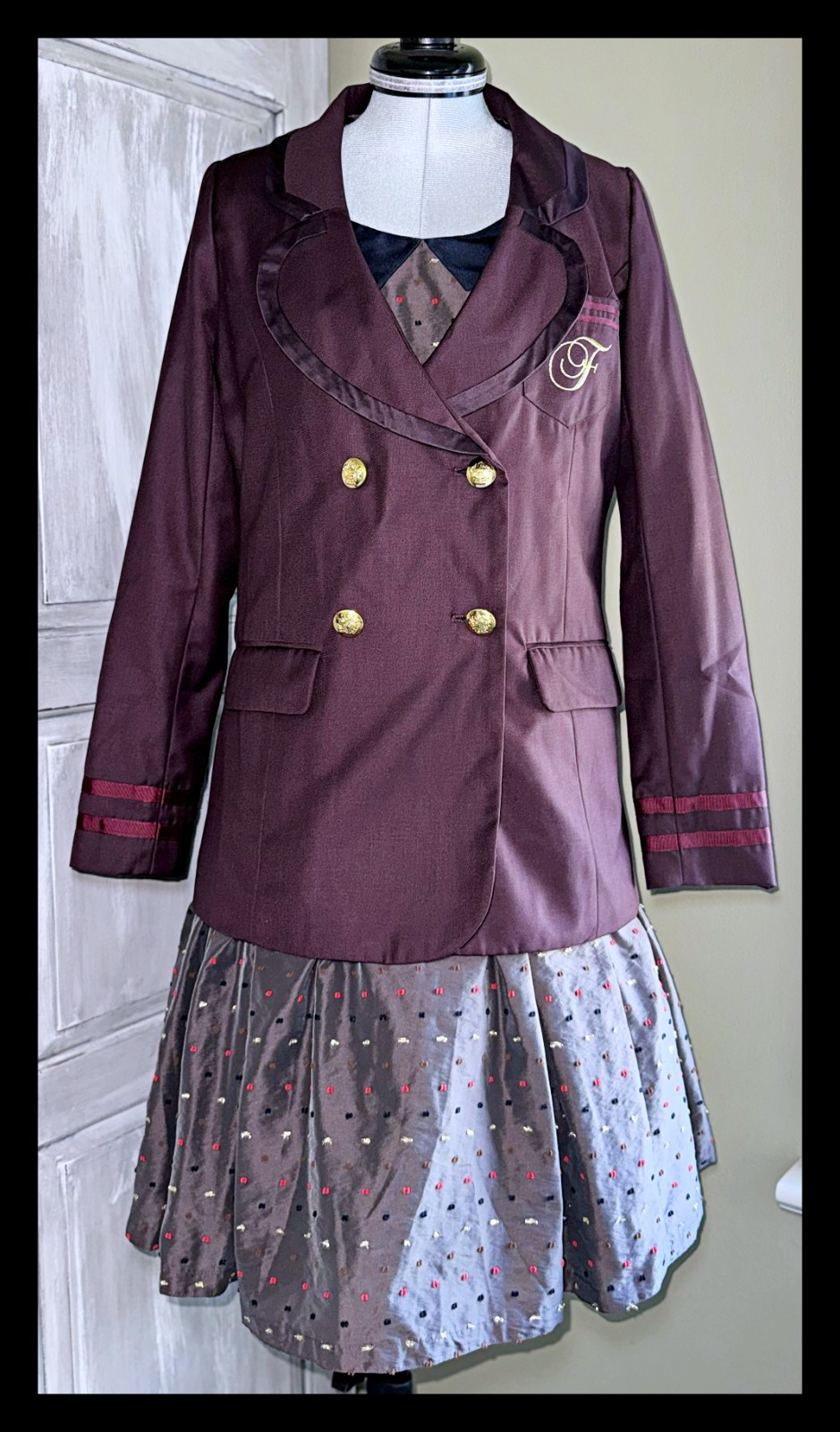 F i.n.t an another angelus Uniform Style Blazer Jacket Satin Piping J Fashion