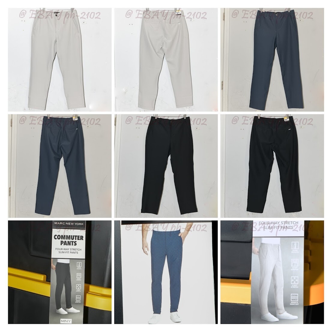 Black,Blue, Gray Marc New York Men’s Commuter Pants Slim Fit