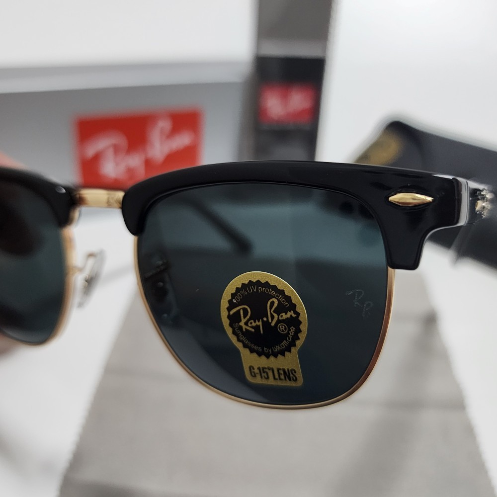 Ray-Ban RB3016 Sunglasses Clubmaster Classic Black Frame Glass Gray Lens 51mm US