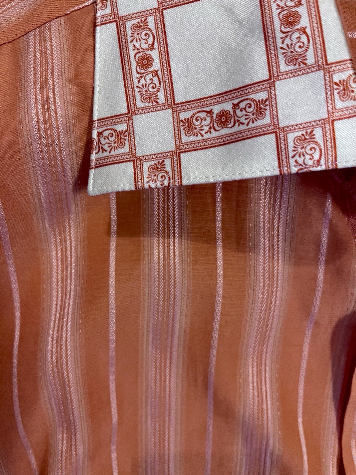 Bruno Conte Single Needle Tailoring Orange Pinstripe Dress Shirt
