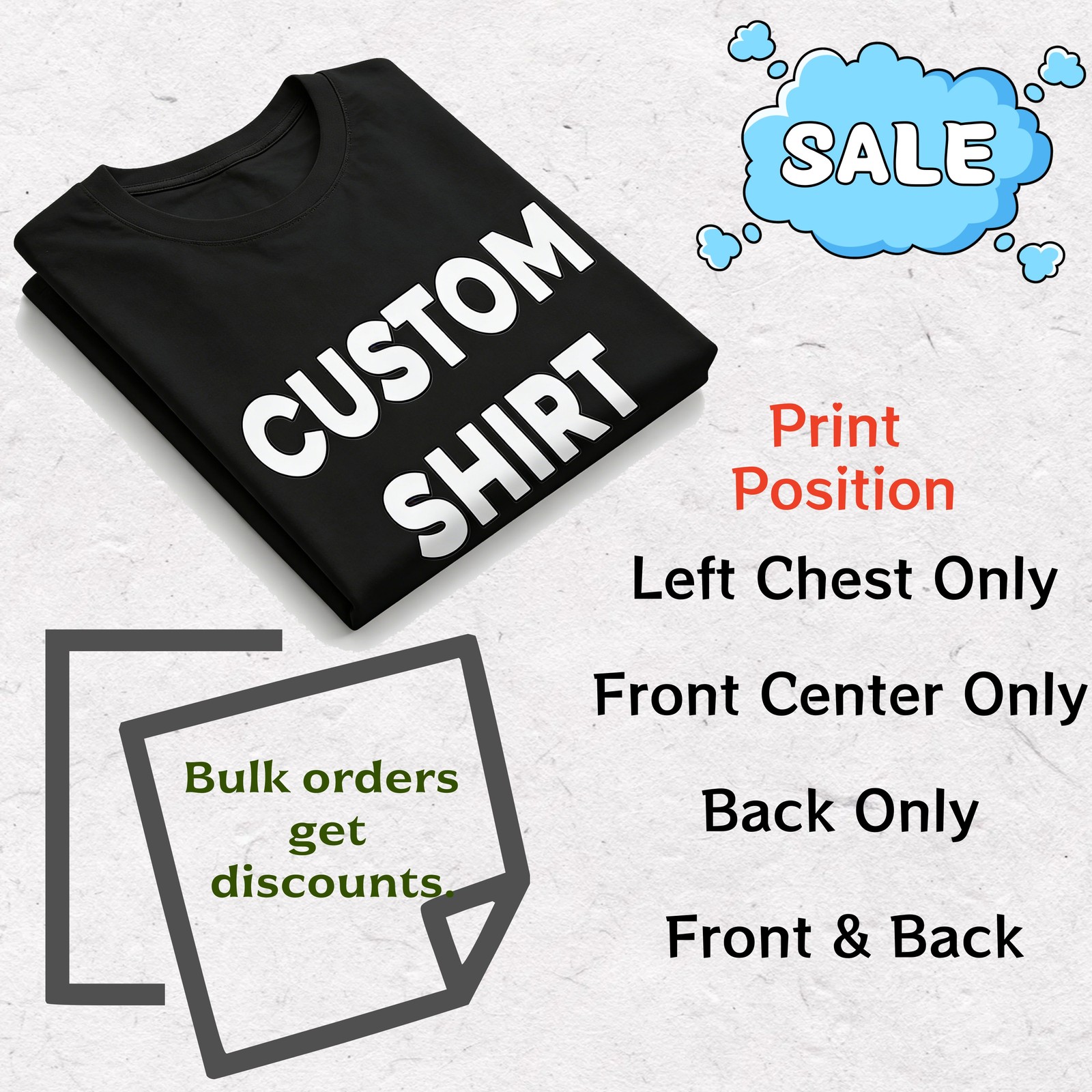 Print Your Photo Text Logo Custom DIY Cotton Tee Personalized Unisex Shirt