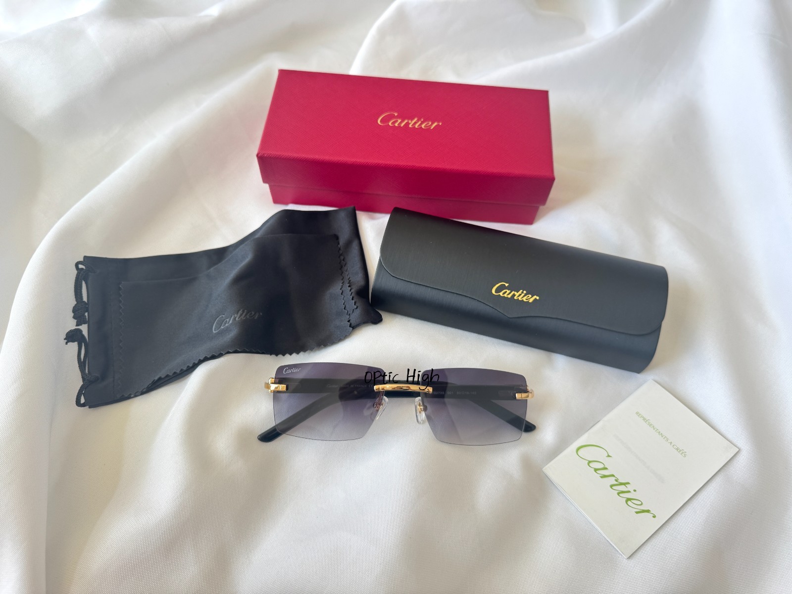 Cartier Men’s Rimless Sunglasses Gold CT0273S France w/ Box Case