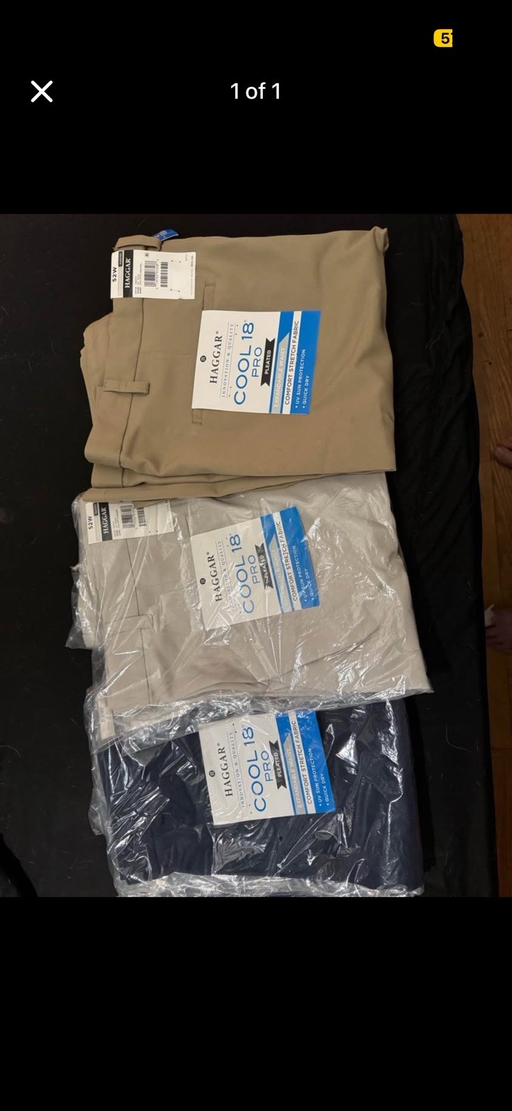Haggar Cool 18 Pro Classic Fit Pleated Front Stretch Pants Beige 52W Straight