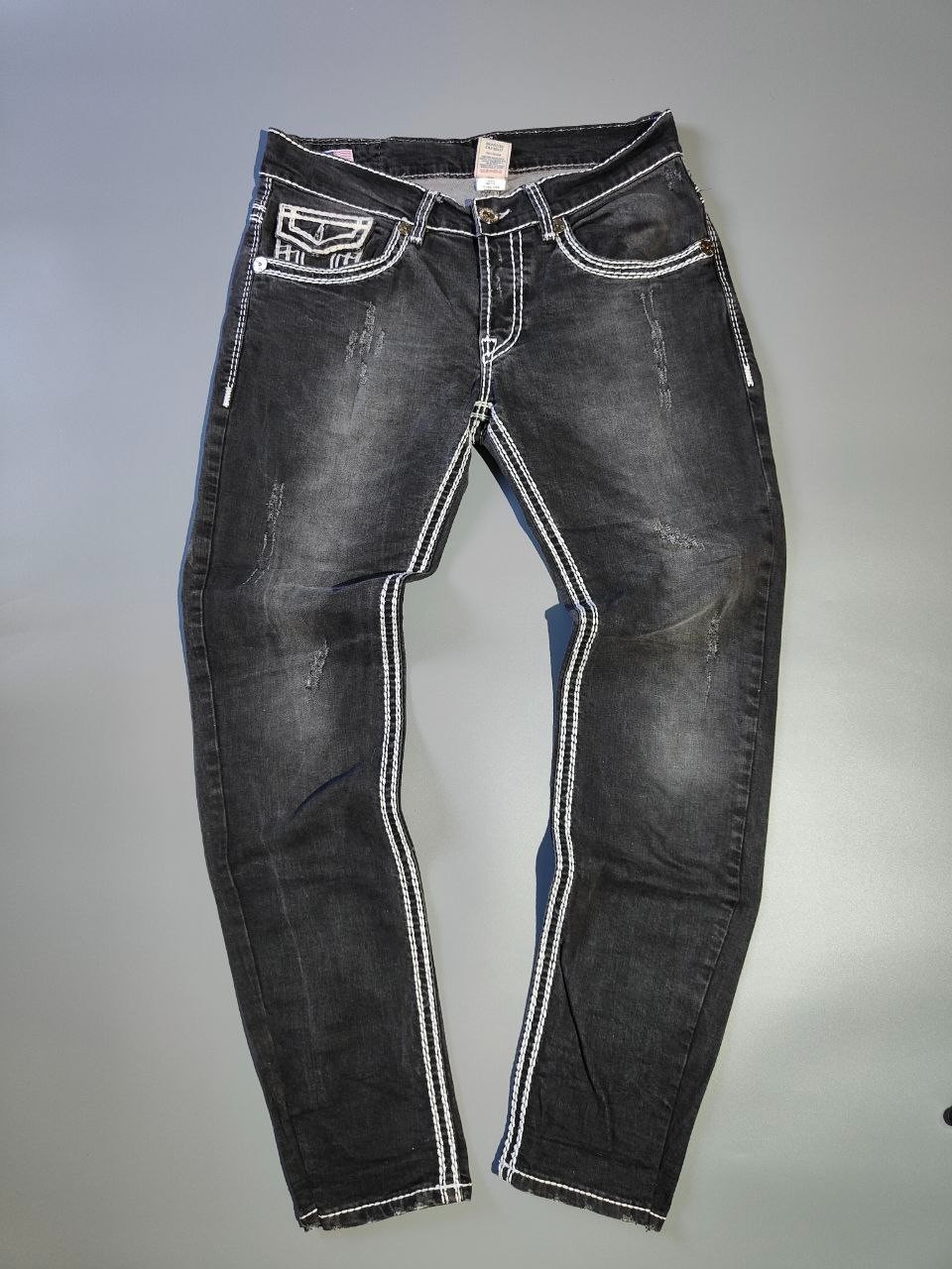 True Religion Ricky Body Rinse Rope Stitch Relaxed Straight Size 33 Gray USA M