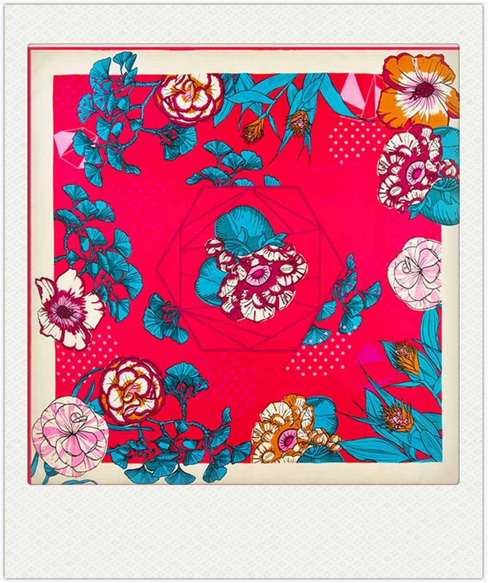 130*130cm stroll on the streets of Paris, 100% silk scarves +1 gift necklace #89