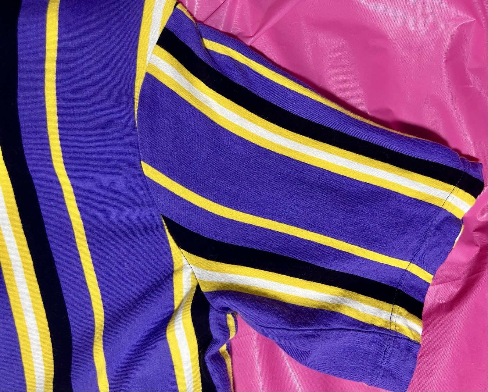 Clout Hooded Tshirt Medium Short Sleeve Purple Yellow Striped Vox Populi