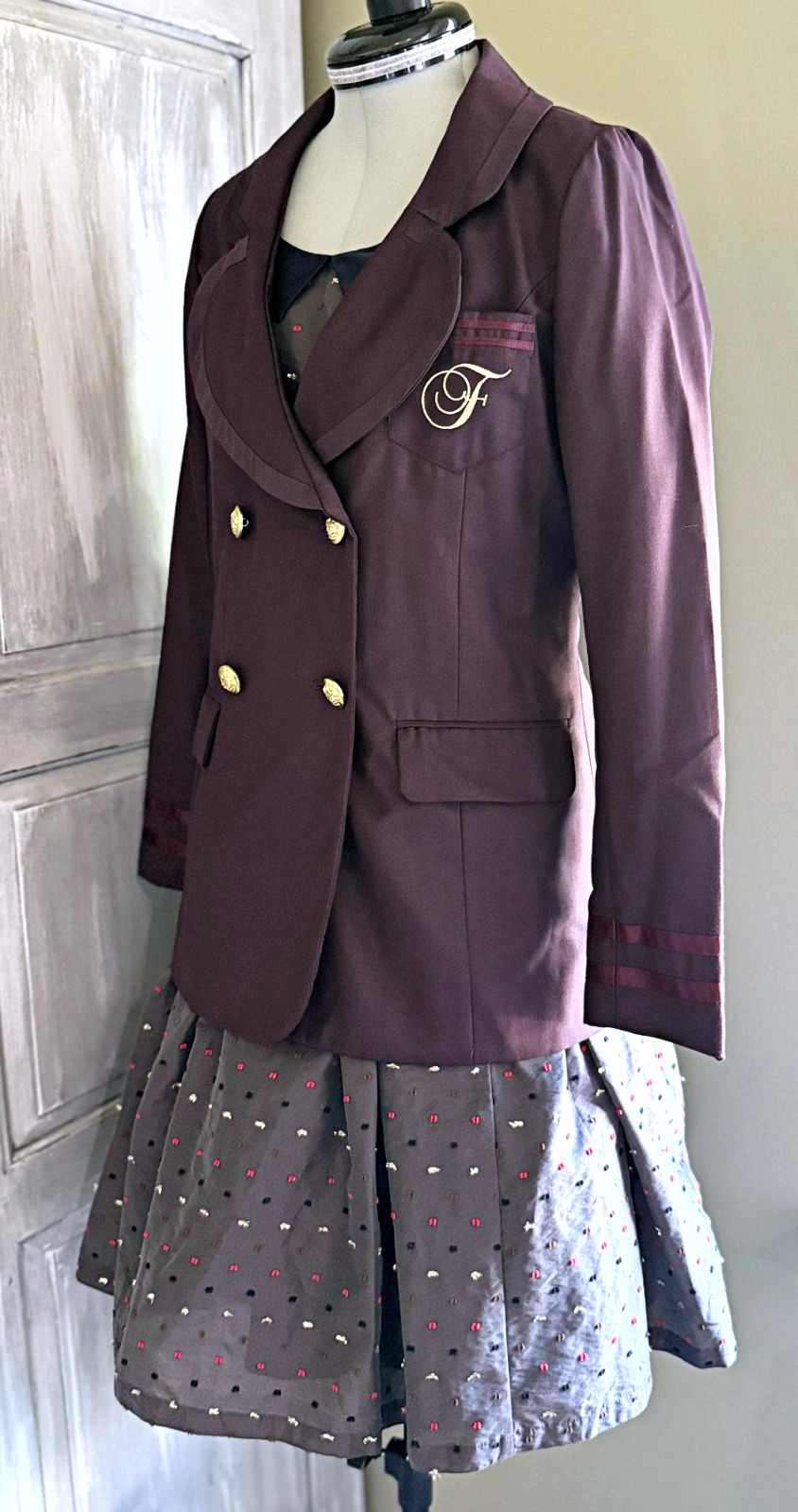 F i.n.t an another angelus Uniform Style Blazer Jacket Satin Piping J Fashion