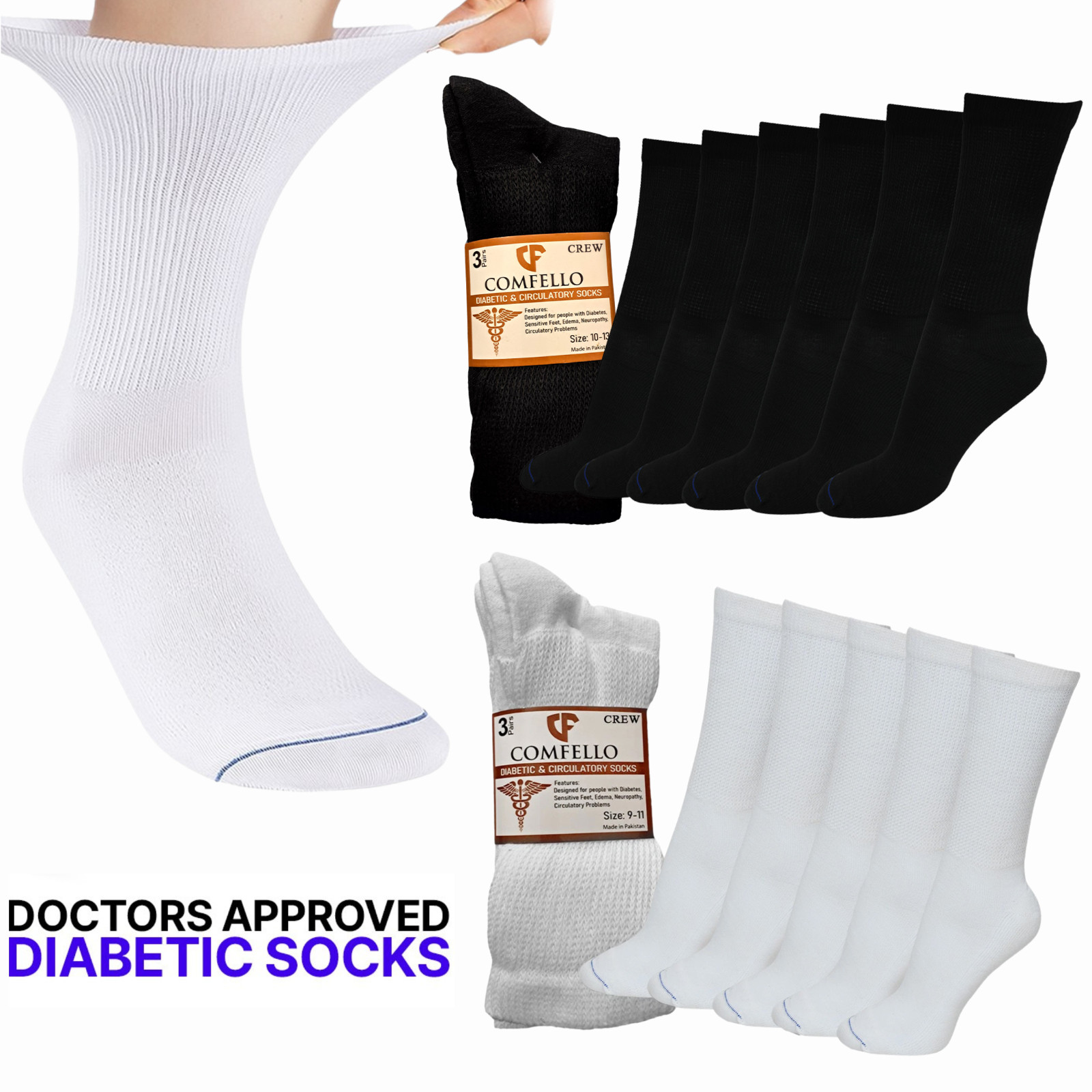 5-20 Dozens Diabetic Crew Socks Men Women Wholesale Lot Health Circulatory Sock