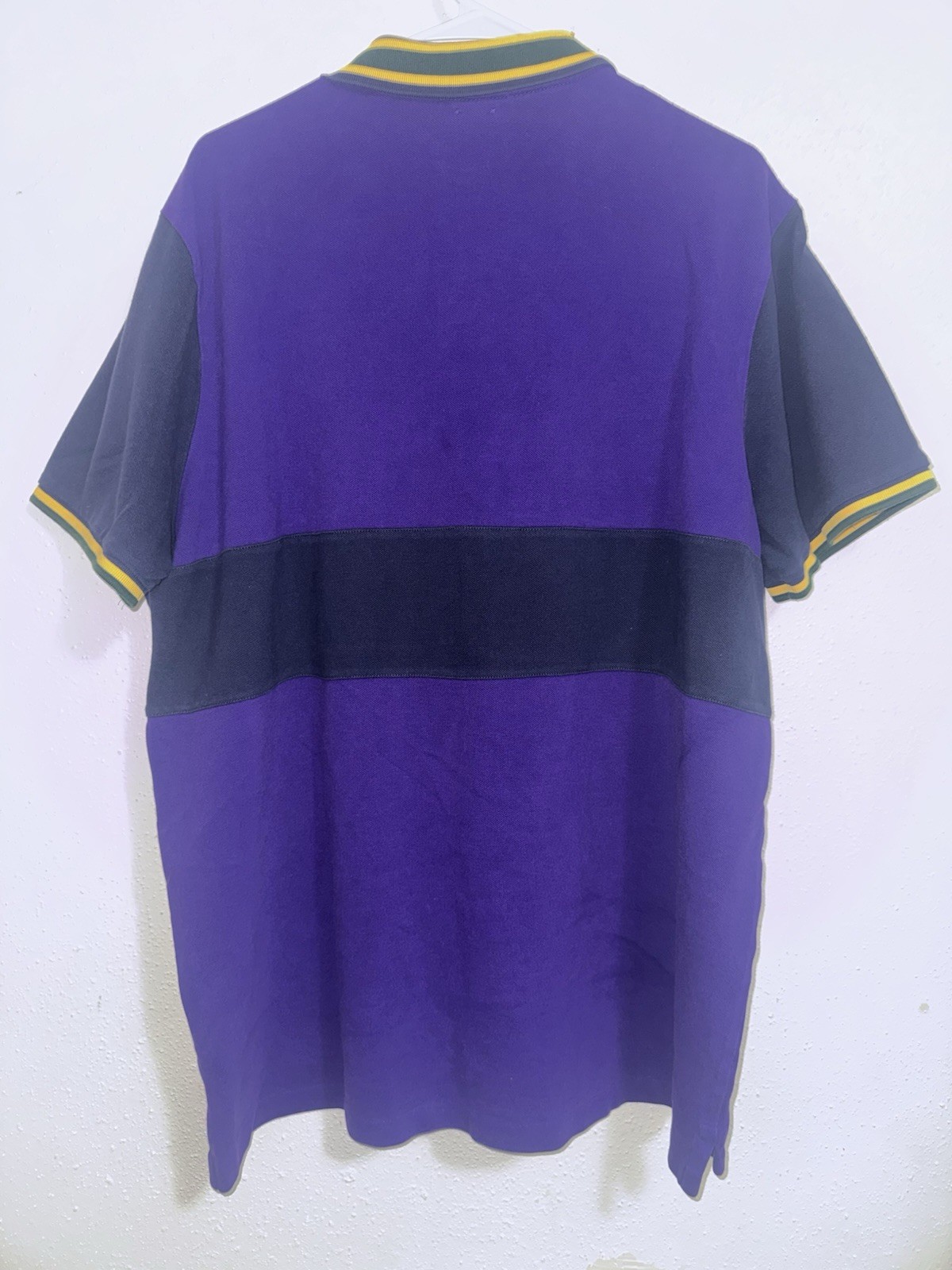 Polo Ralph Lauren Shirt Mens Xl Purple Yellow Crest Gold Big Pony Cotton