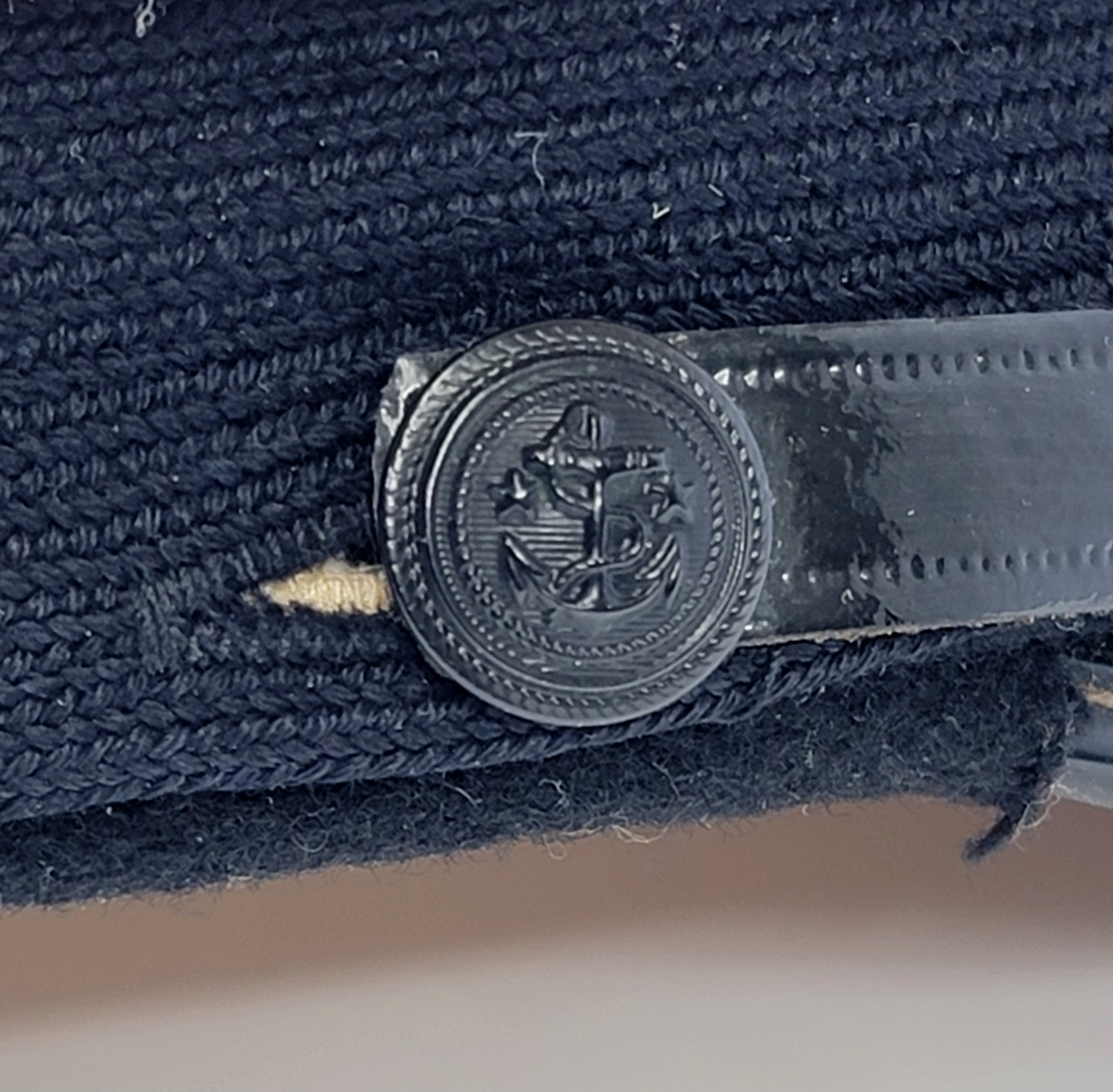 Abercrombie Fitch Naval Captains Hat Cap Visor Crossed Anchor Patch VTG Antique
