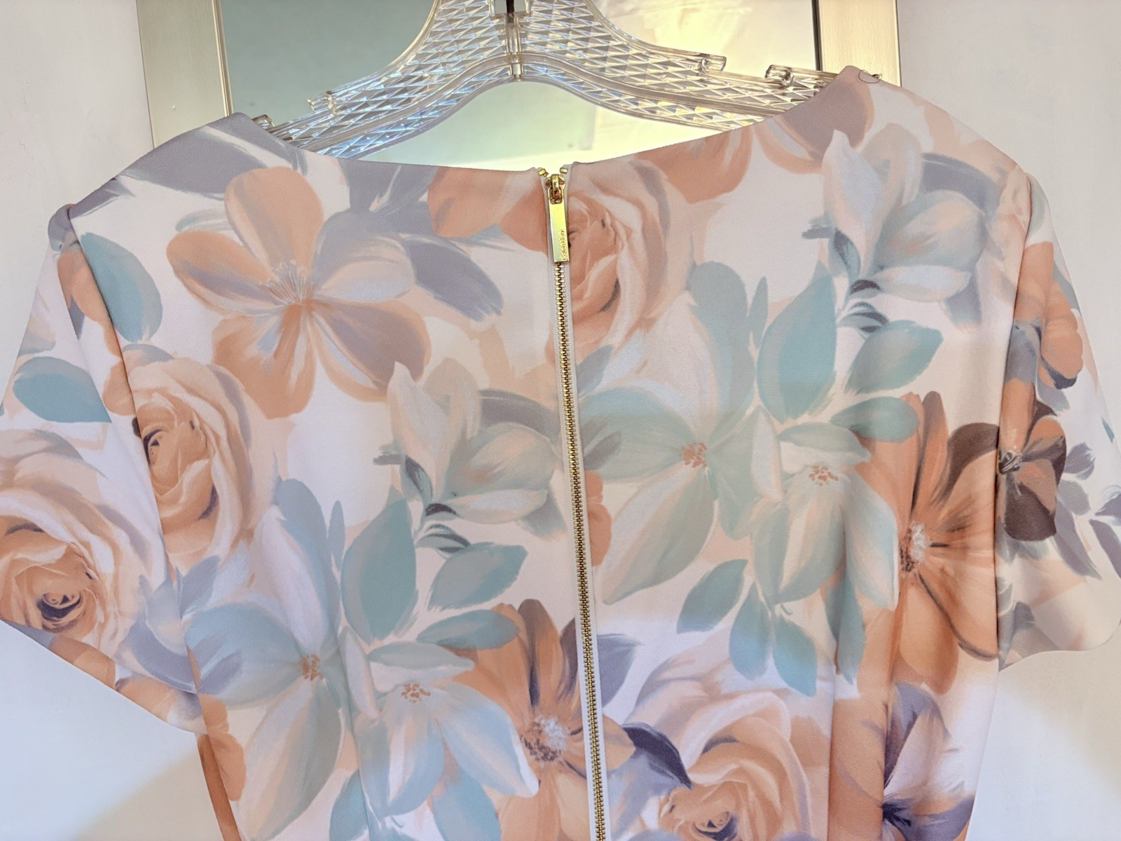 Calvin Klein Women’s Floral Fit & Flare Knee Dress Size 14 Short Sleeve Belted