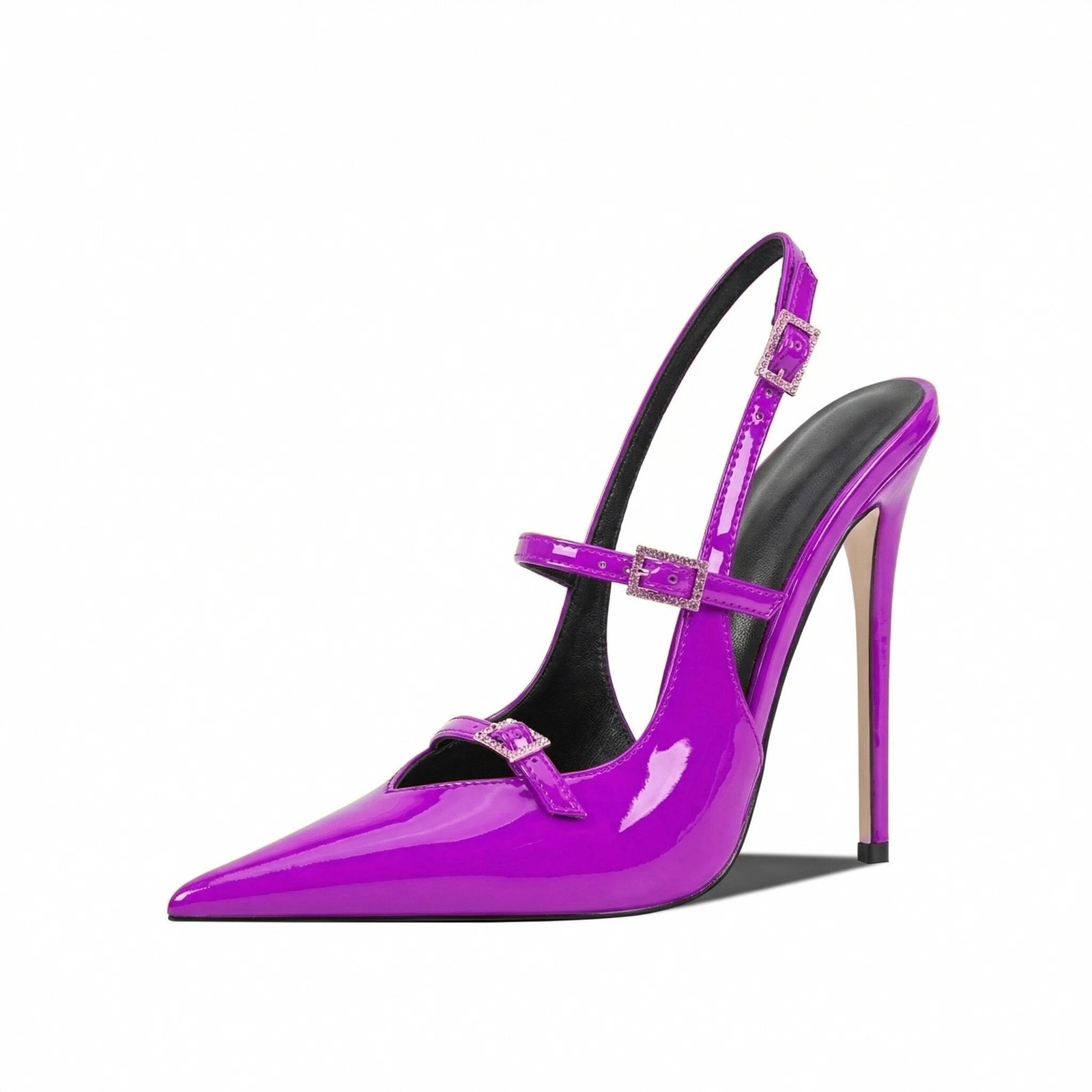 Patent Leather Pointed Toe Stilettos Sandals Women’s Pointy Toe Slingback Shoes