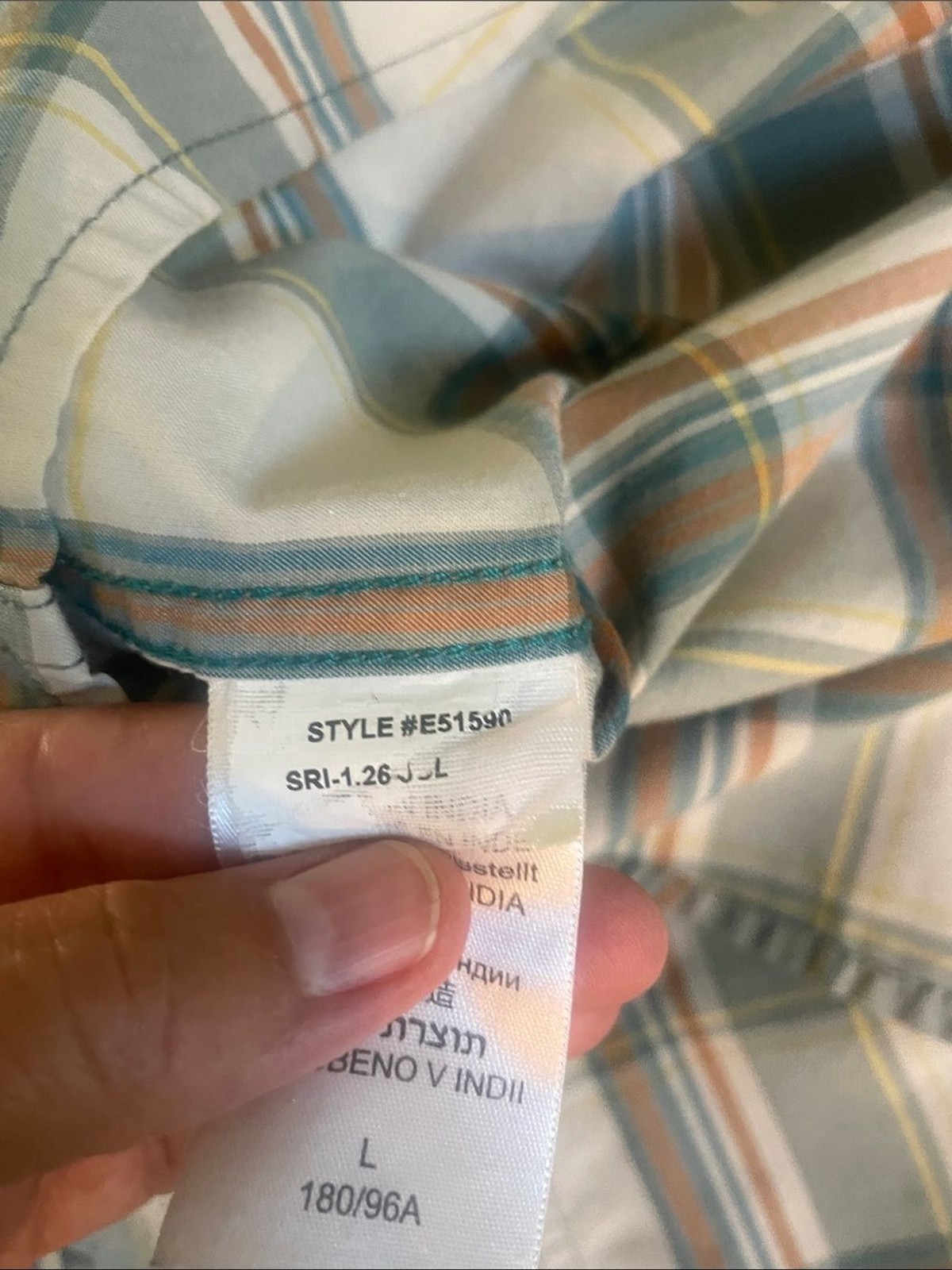 Marmot AirExchange Green and White Plaid Button-Down Shirt L