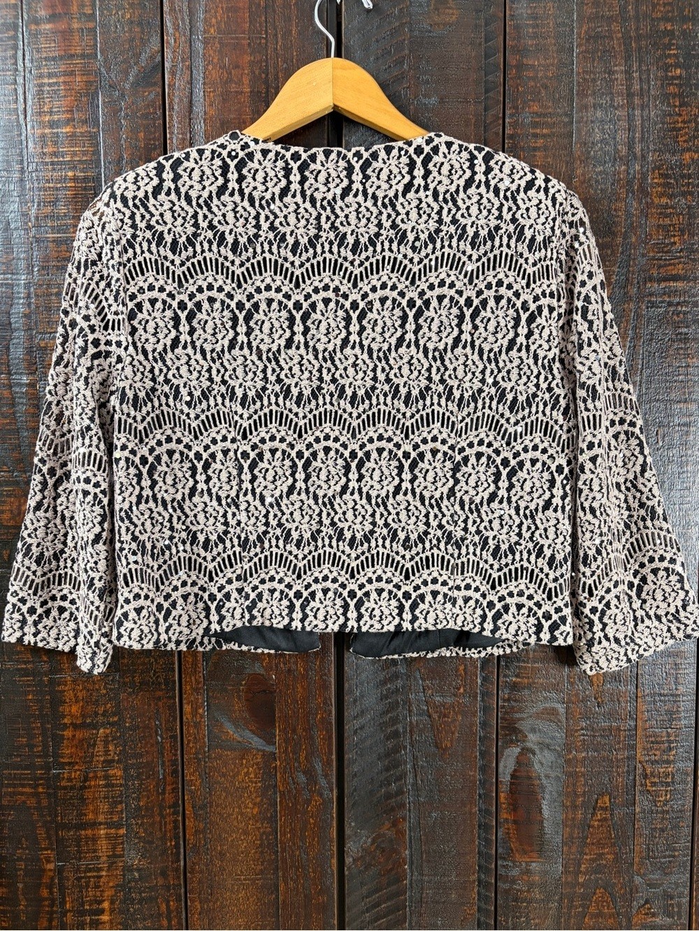 Jessica Howard Taupe Lace Dressy Bolero Cardigan, 12P